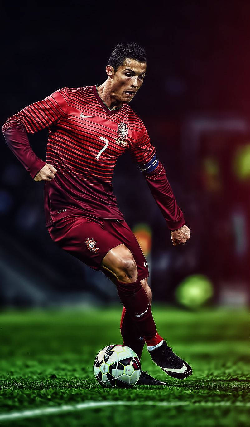 Cristiano Ronaldo in mid-action. Wallpaper