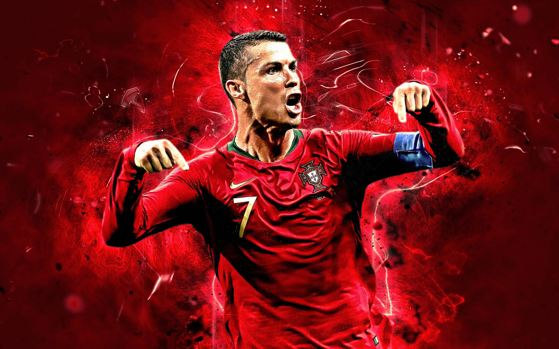Cristiano Ronaldo Portugal Celebration Red Wallpaper