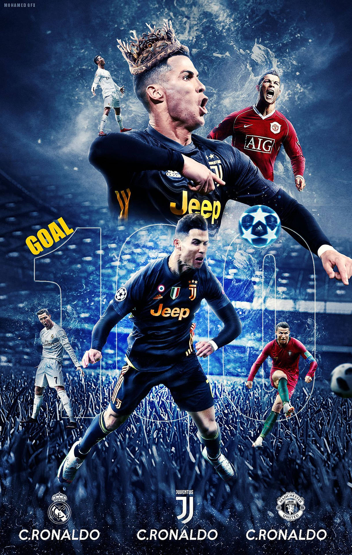 Cristiano Ronaldo Portugal Collage Club Logos Wallpaper