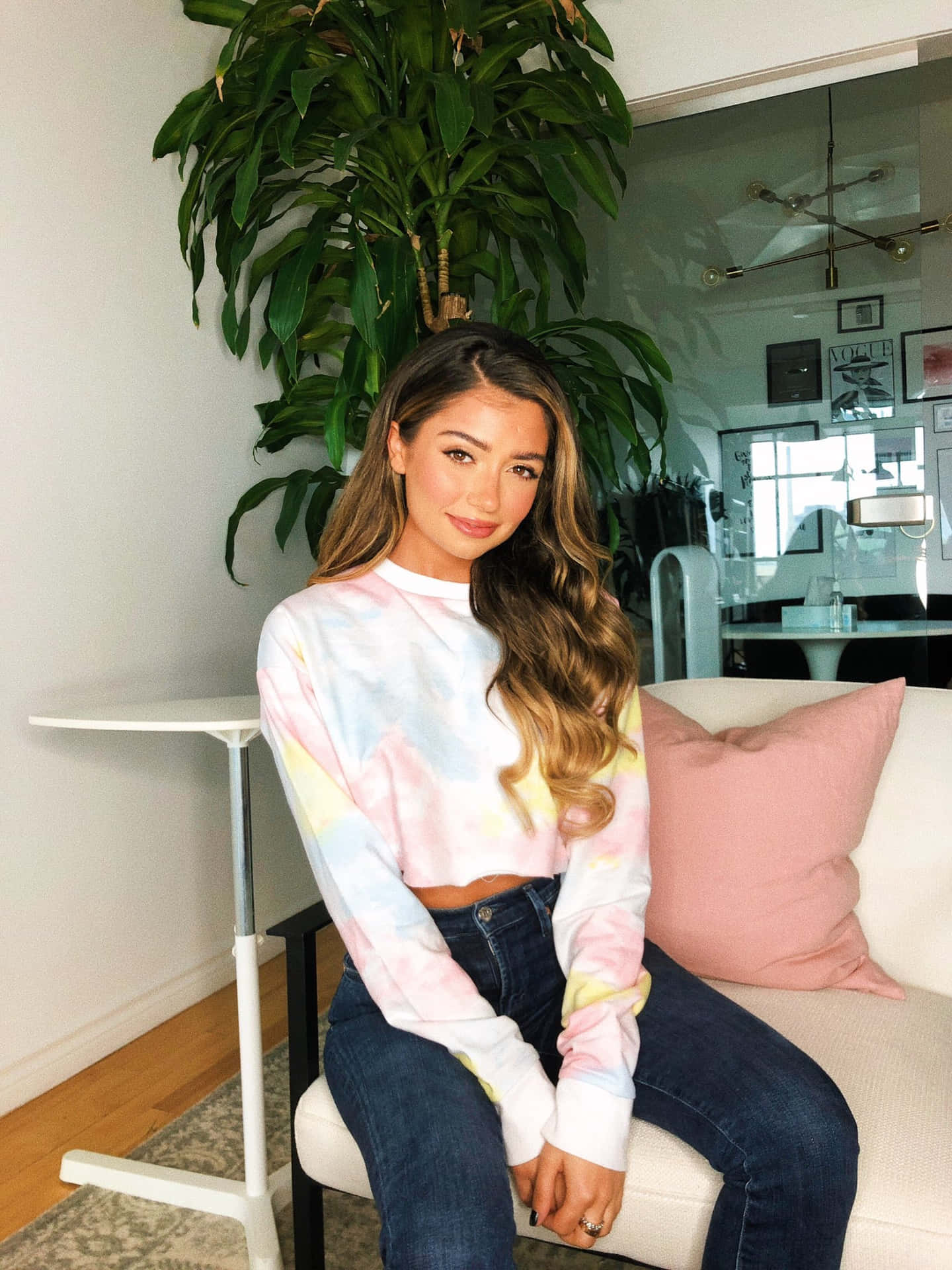 Cristine Prosperi Smiling Indoors Tie Dye Sweatshirt Wallpaper