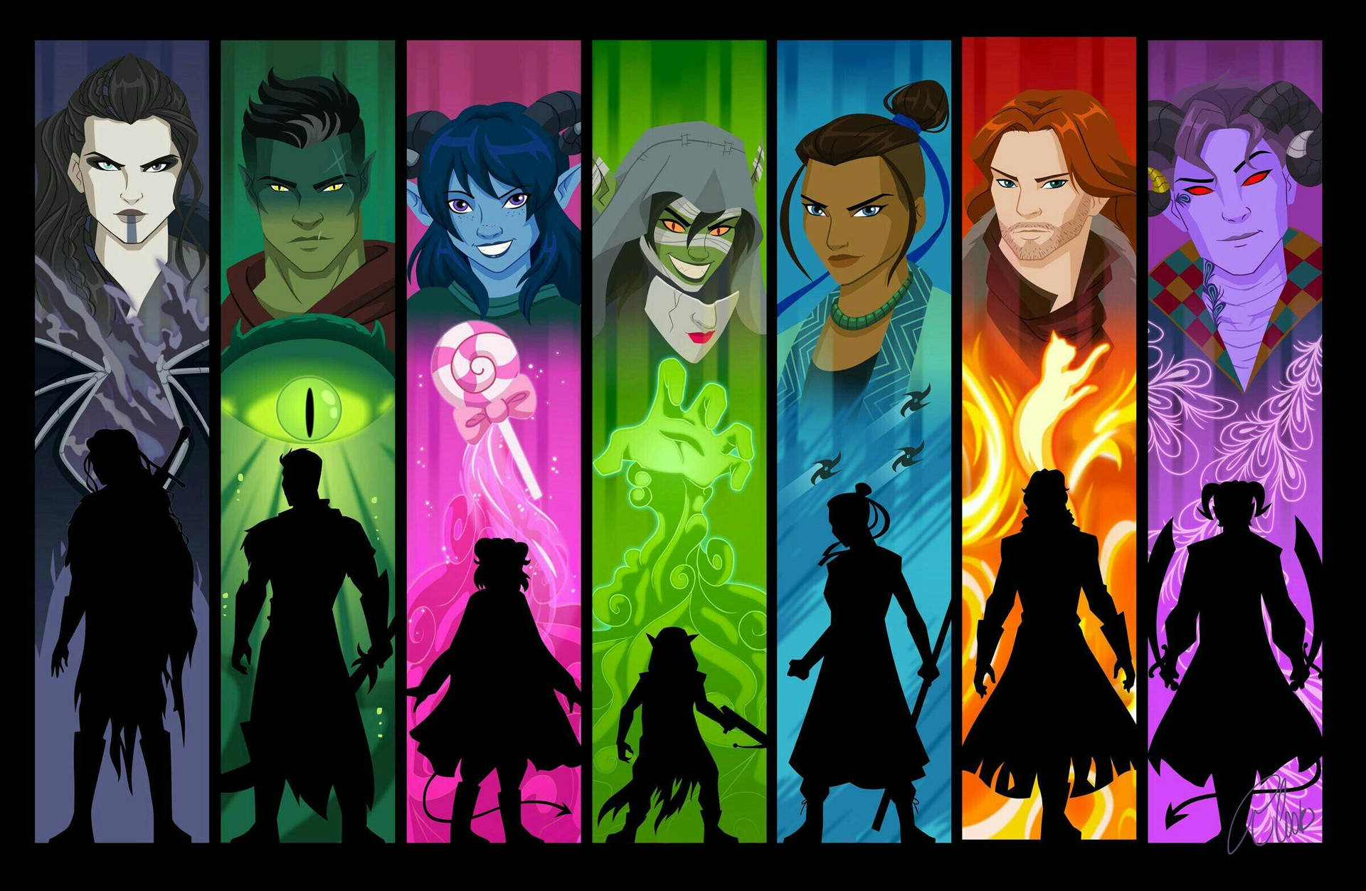 Download Critical Role Mighty Nein Faces And Shadows Wallpaper