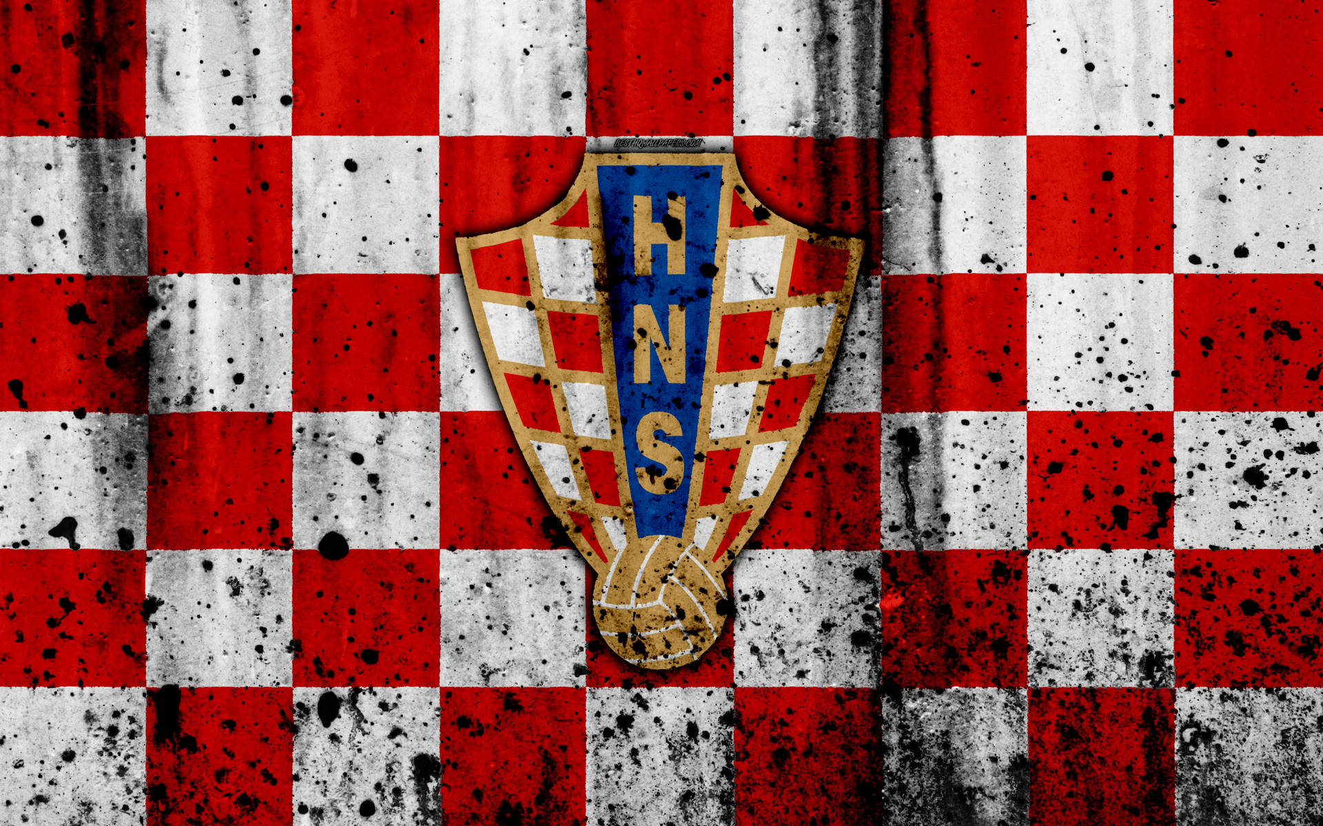 Emblemada Seleção Nacional De Futebol Da Croácia Com Tinta Preta. Papel de Parede