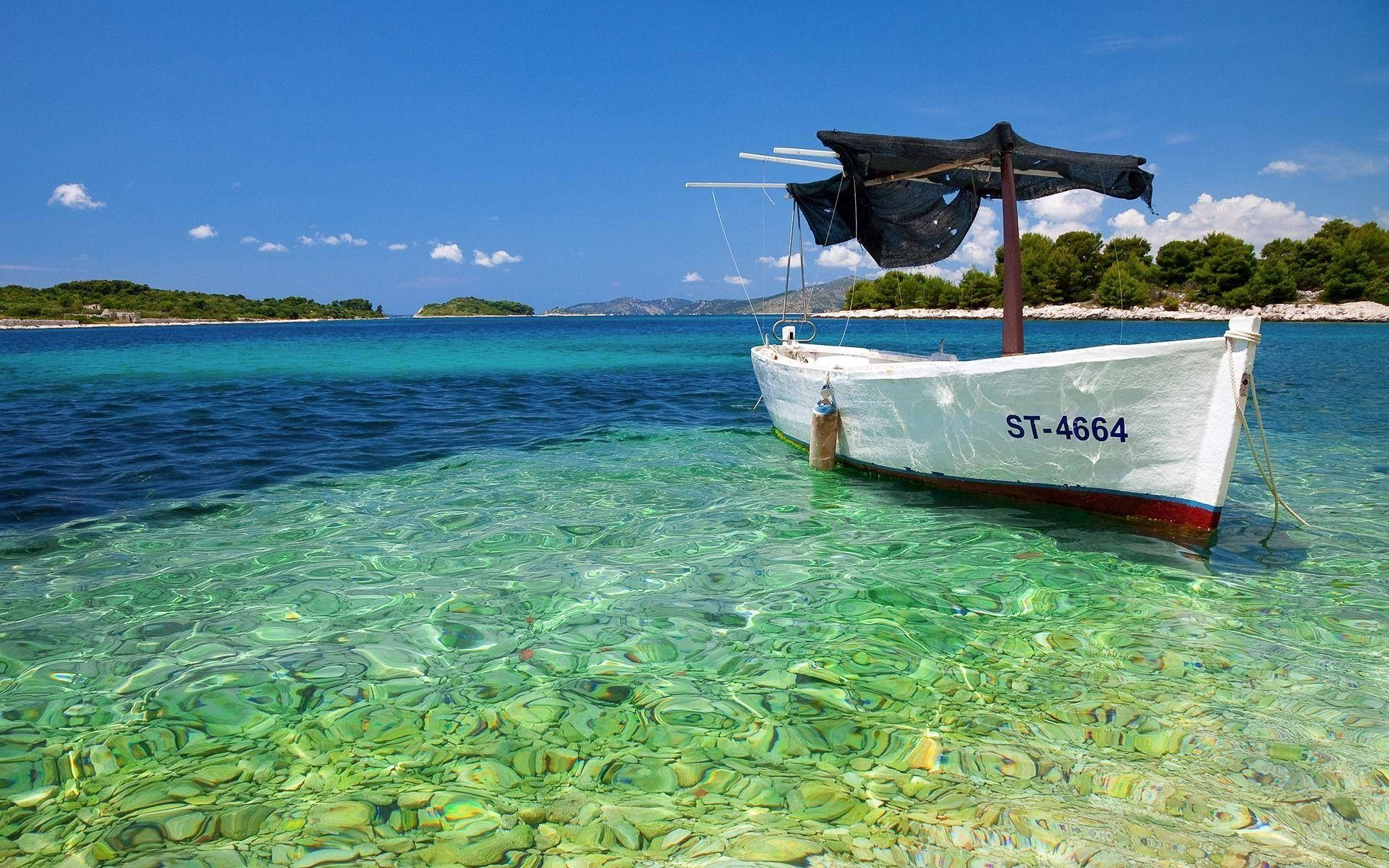 Croatian Boat At Ocean Desktop Wallpaper