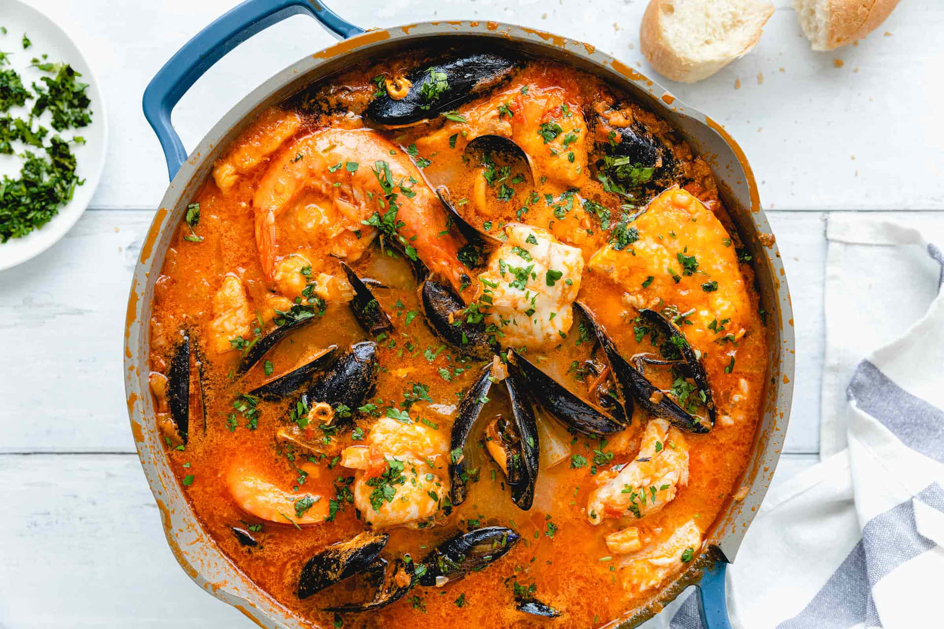 Croatian Brudet Stew With Mussels And Shrimps Wallpaper