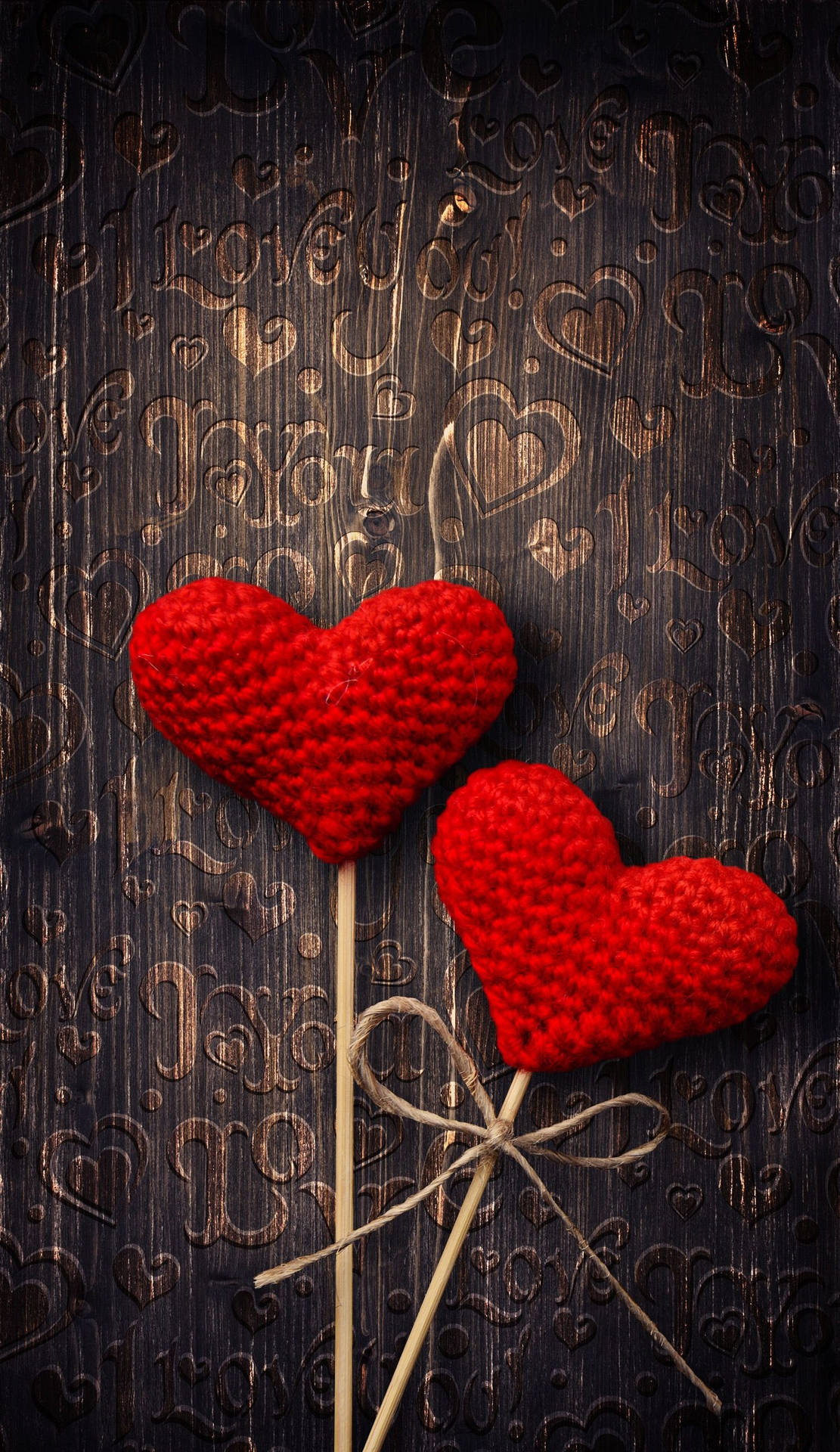 Crochet Hearts Love Phone Wallpaper