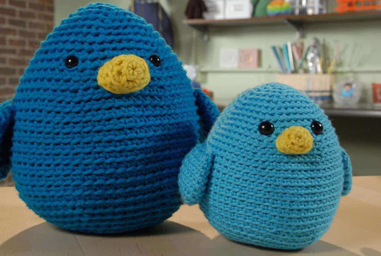 Two Crocheted Blue Birds