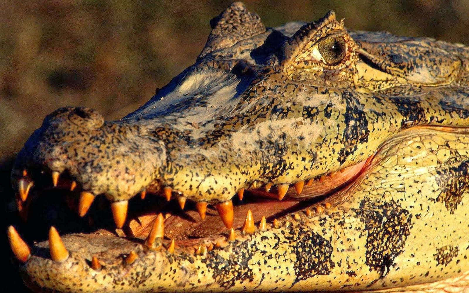 Immaginedi Un Coccodrillo Selvaggio Con Denti Affilati