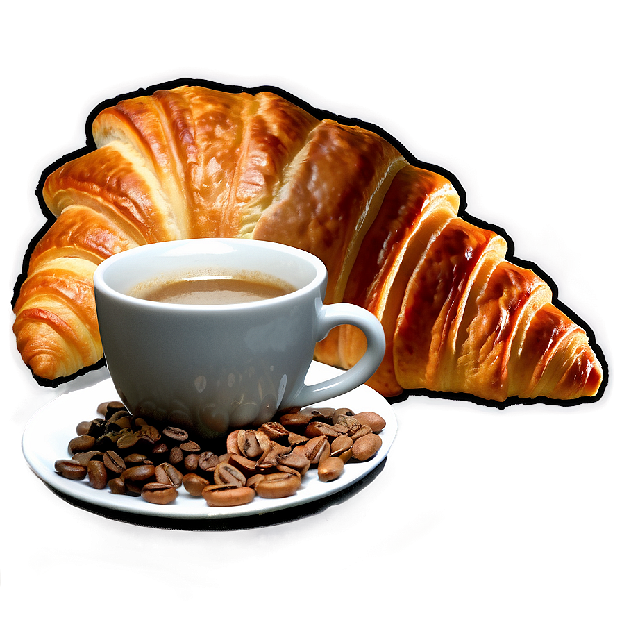 Croissant And Coffee Breakfast Png Twx7 PNG