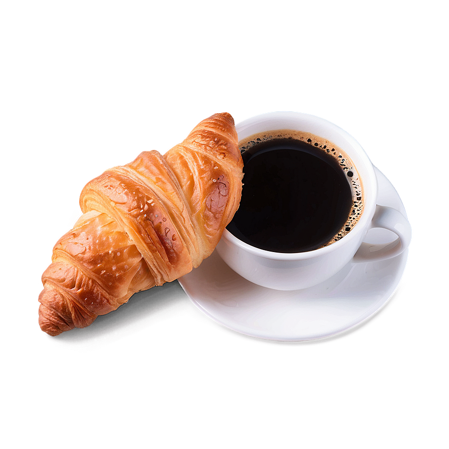 Croissant And Coffee Breakfast Png Ueb PNG