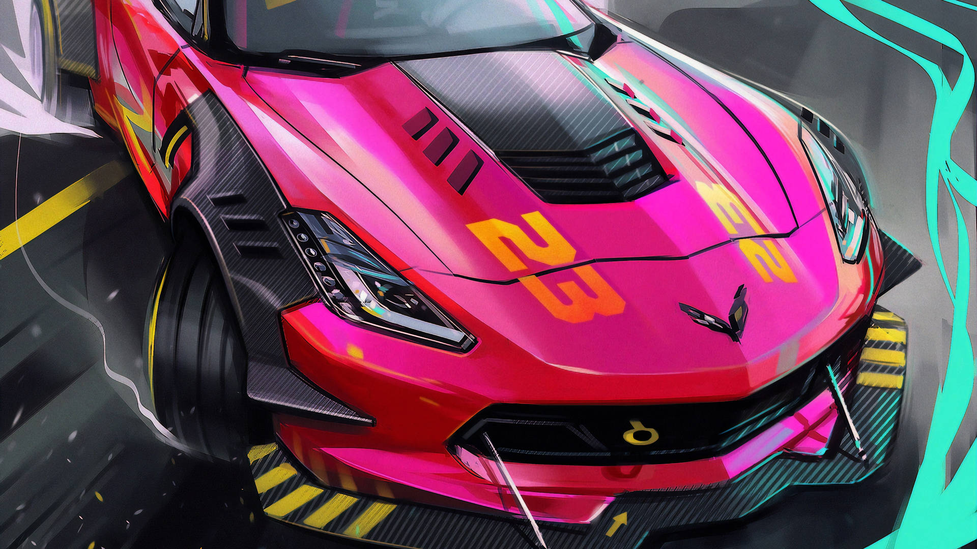 Cropped Drift Car Artwork By Aleksandr Sidelnikov Wallpaper