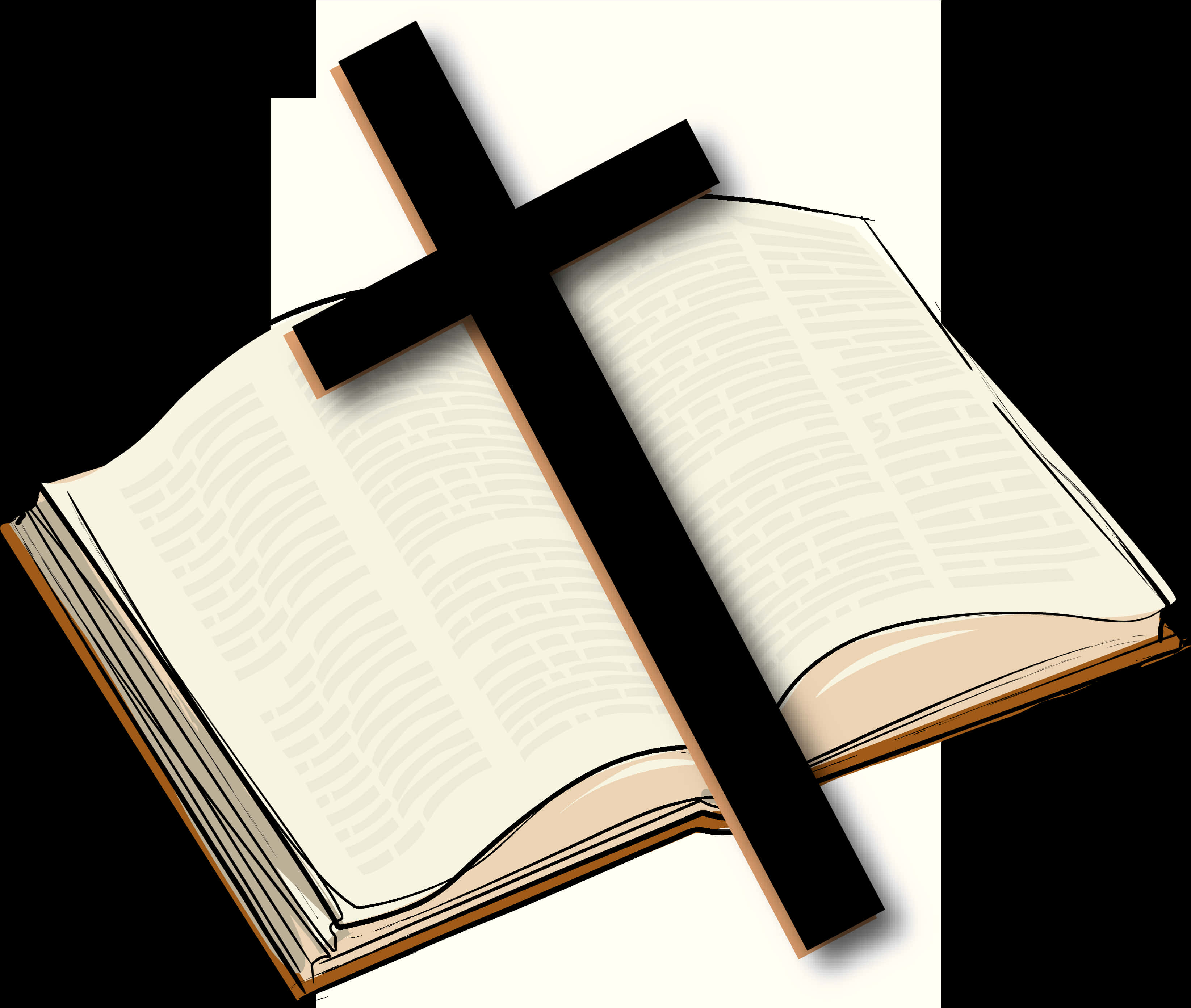 Cross_and_ Open_ Bible_ Illustration PNG