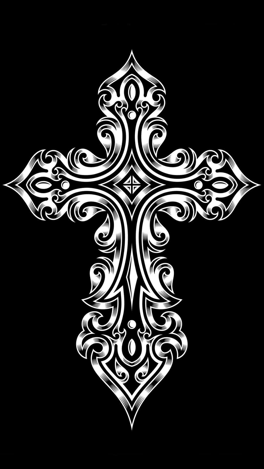 A Cross With An Ornate Design On A Black Background Wallpaper