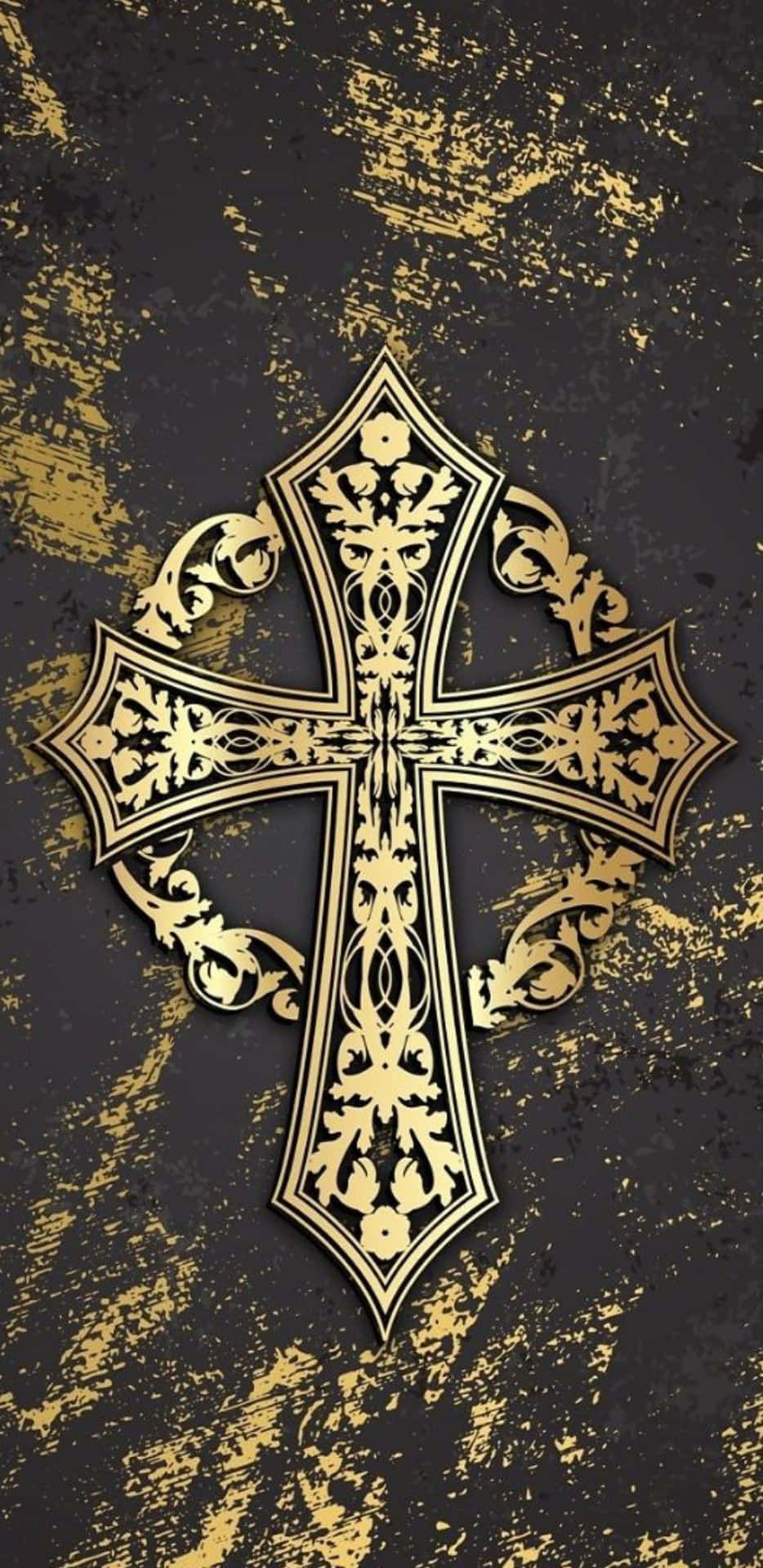 A Gold Cross On A Black Background Wallpaper