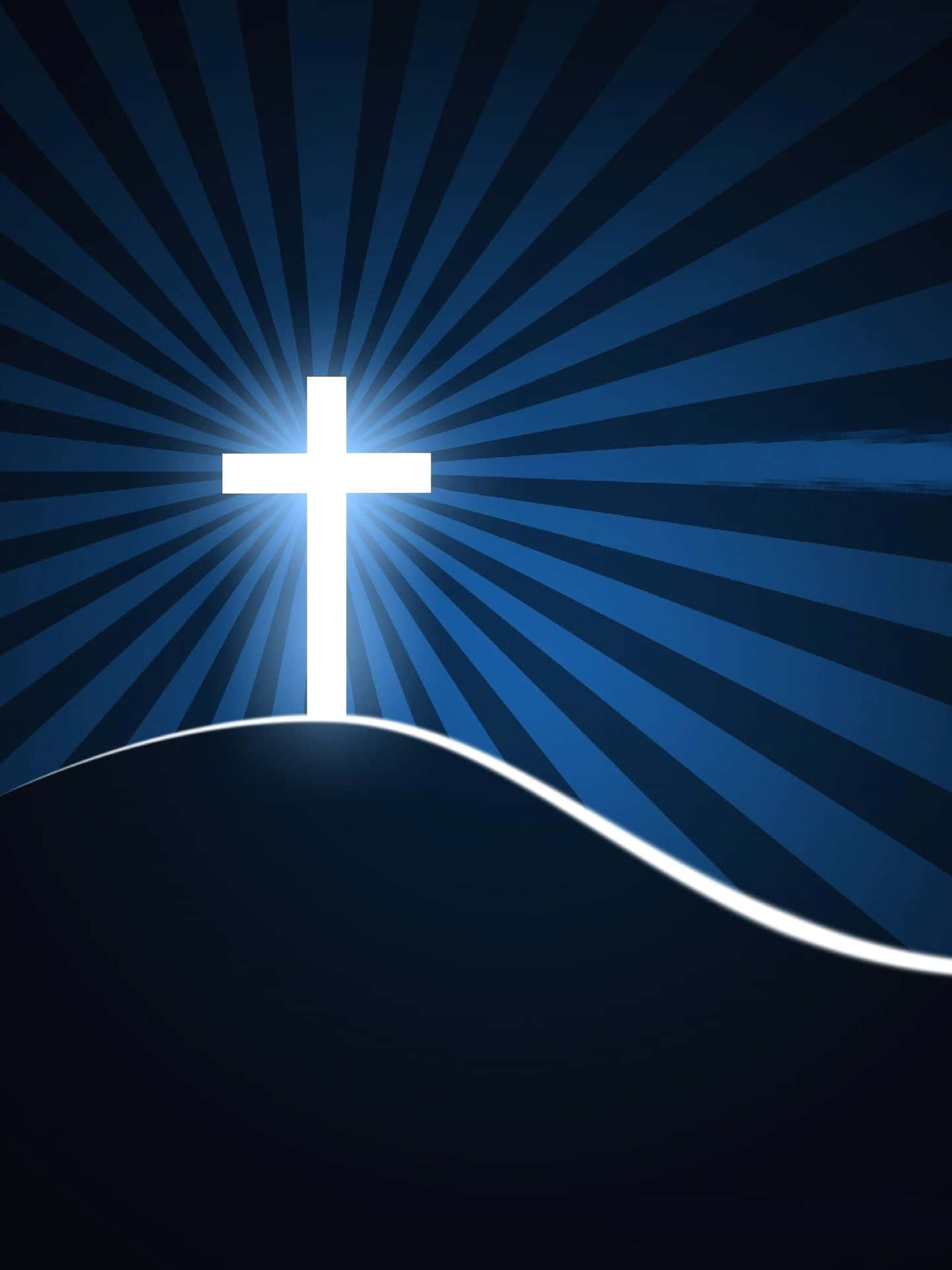 A Cross On A Hill With Sun Rays Wallpaper