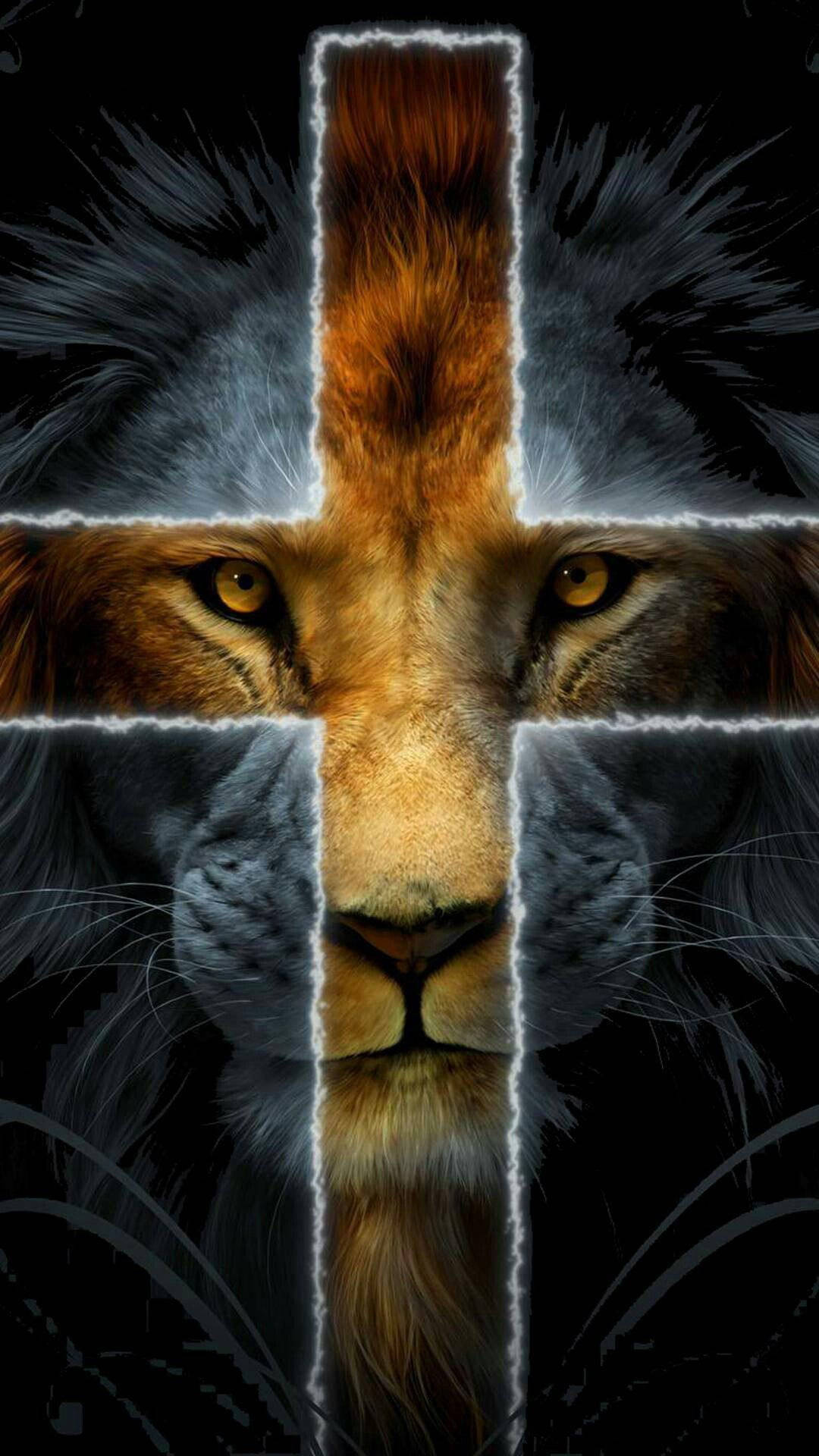 Cross Lion Phone Wallpaper