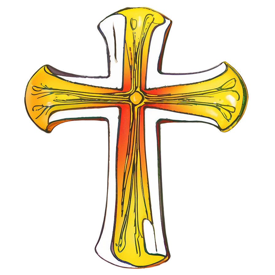 Cross Outline Sketch Png Mao PNG