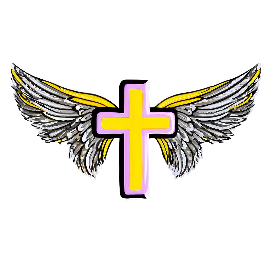 Cross Outline With Wings Png Oox91 PNG