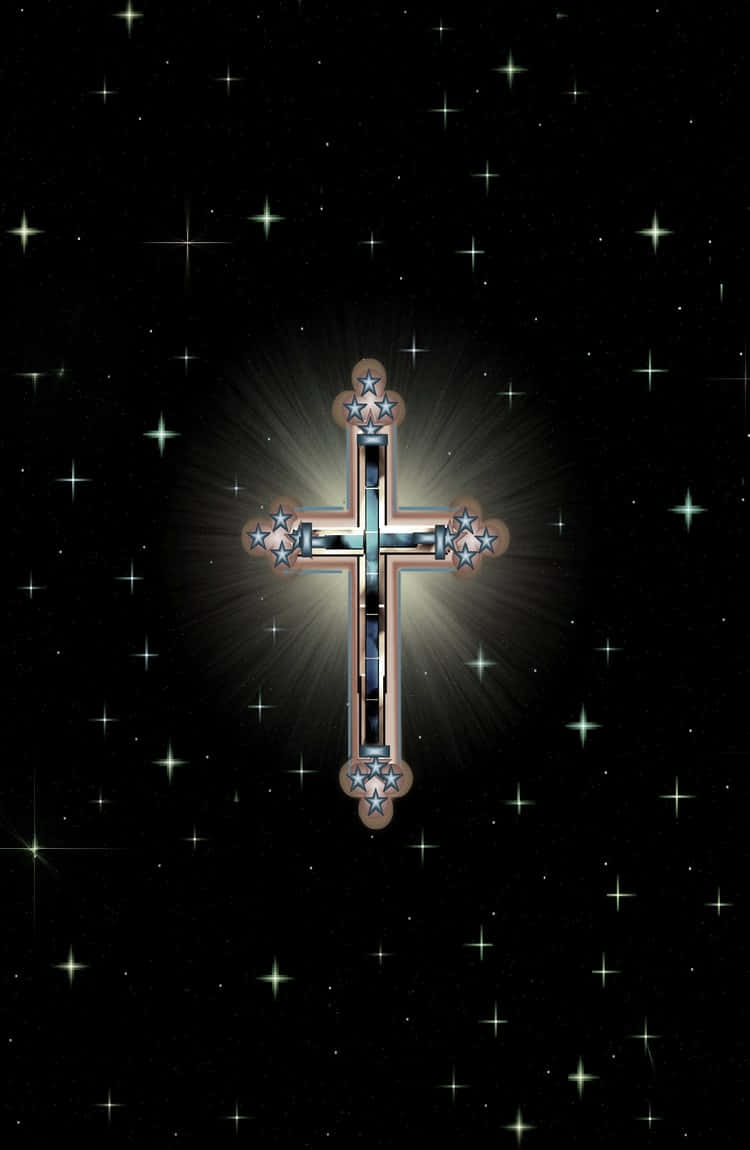A Cross With Stars In The Background Wallpaper