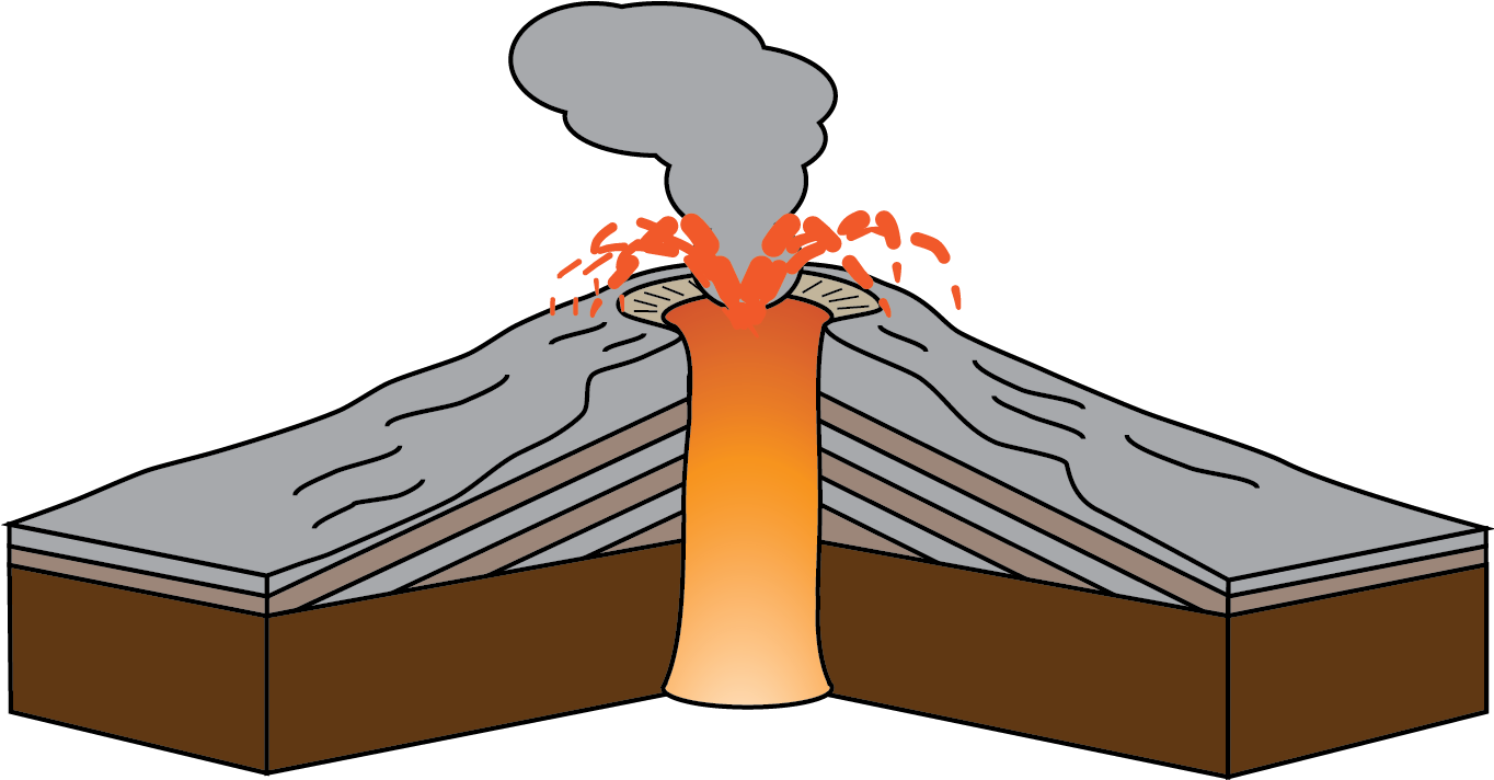 Cross Sectionof Erupting Volcano Illustration PNG