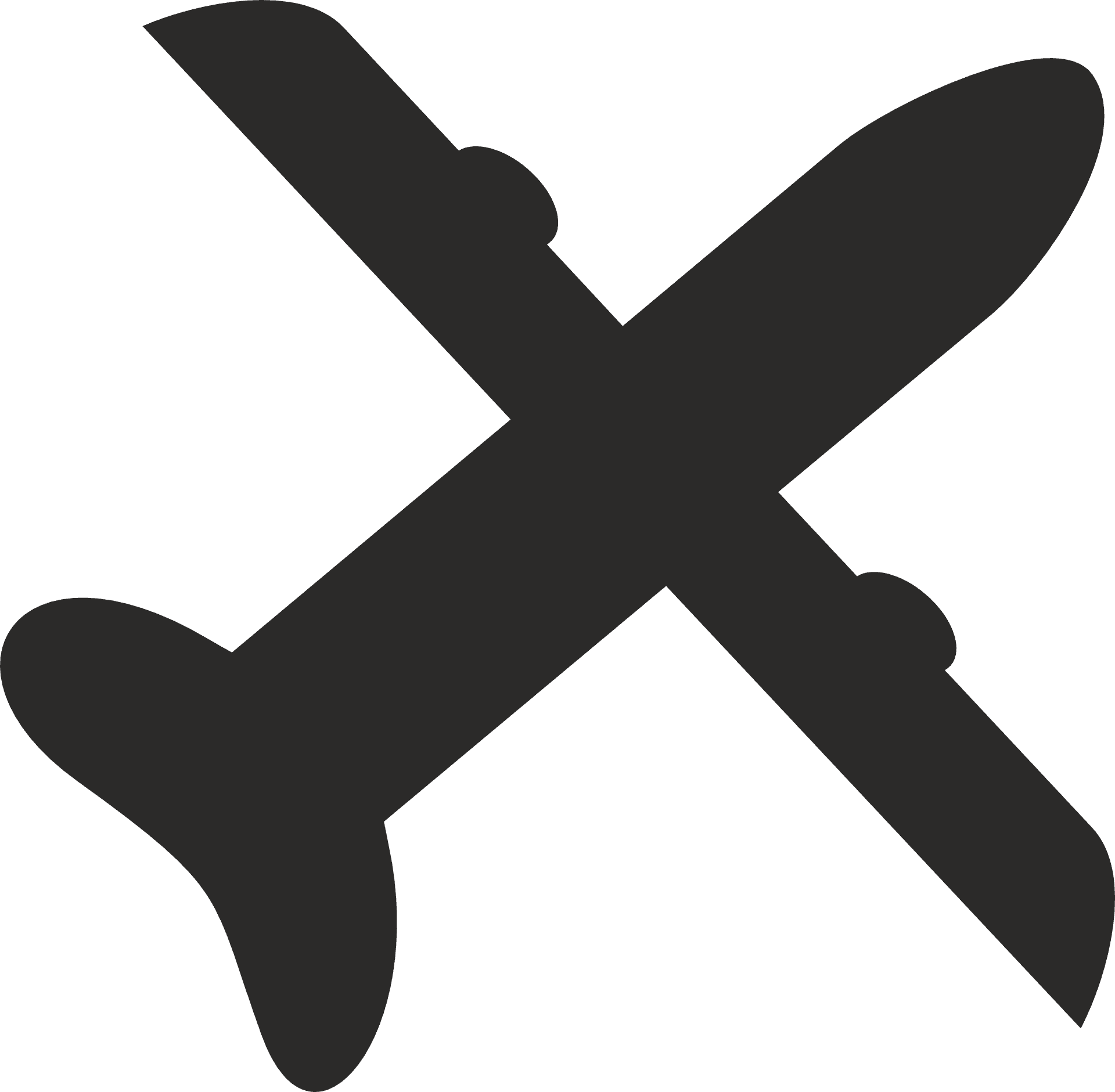 Crossed Airplane Silhouette Icon PNG