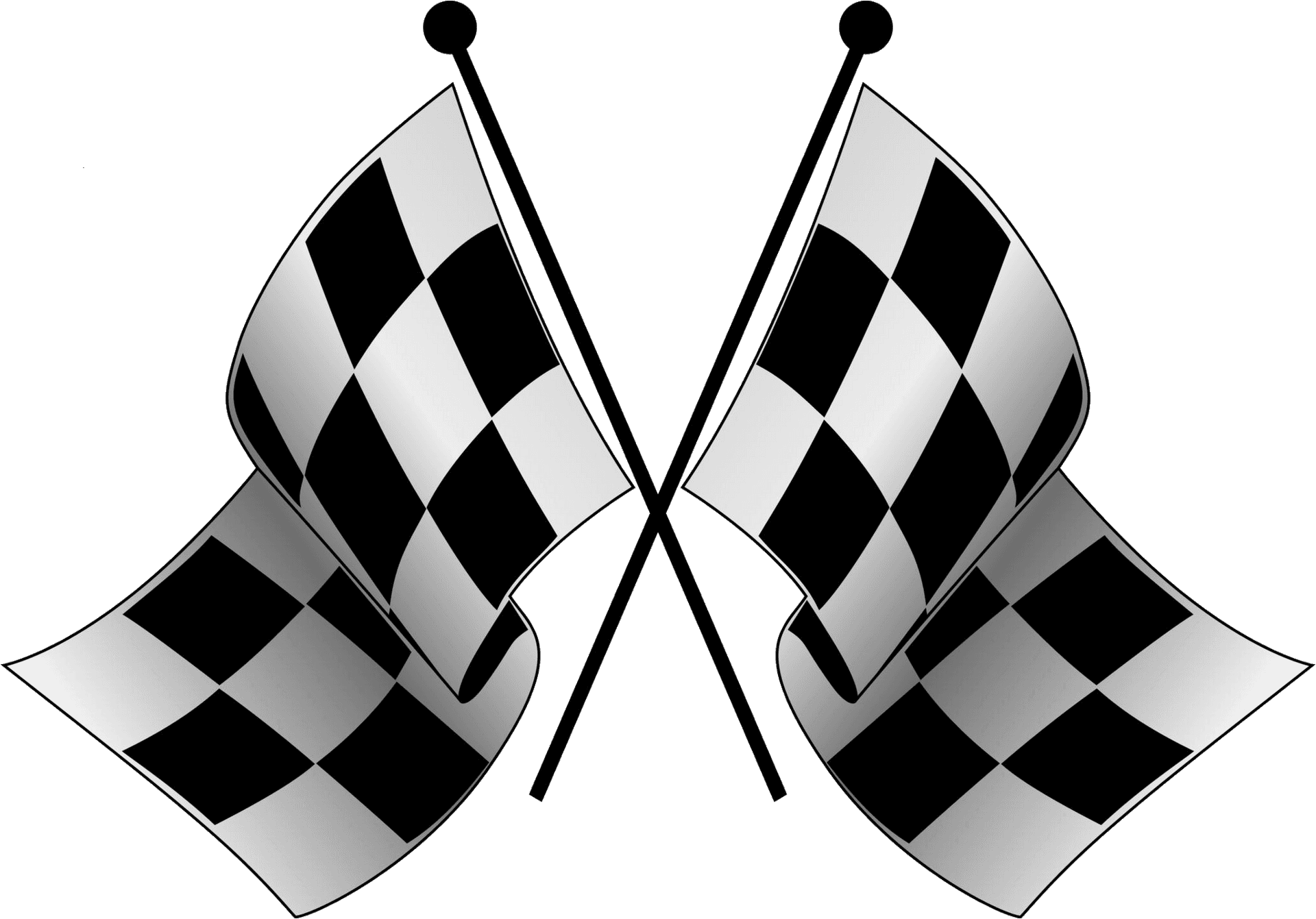 Crossed Checkered Flags Racing Finish Line PNG