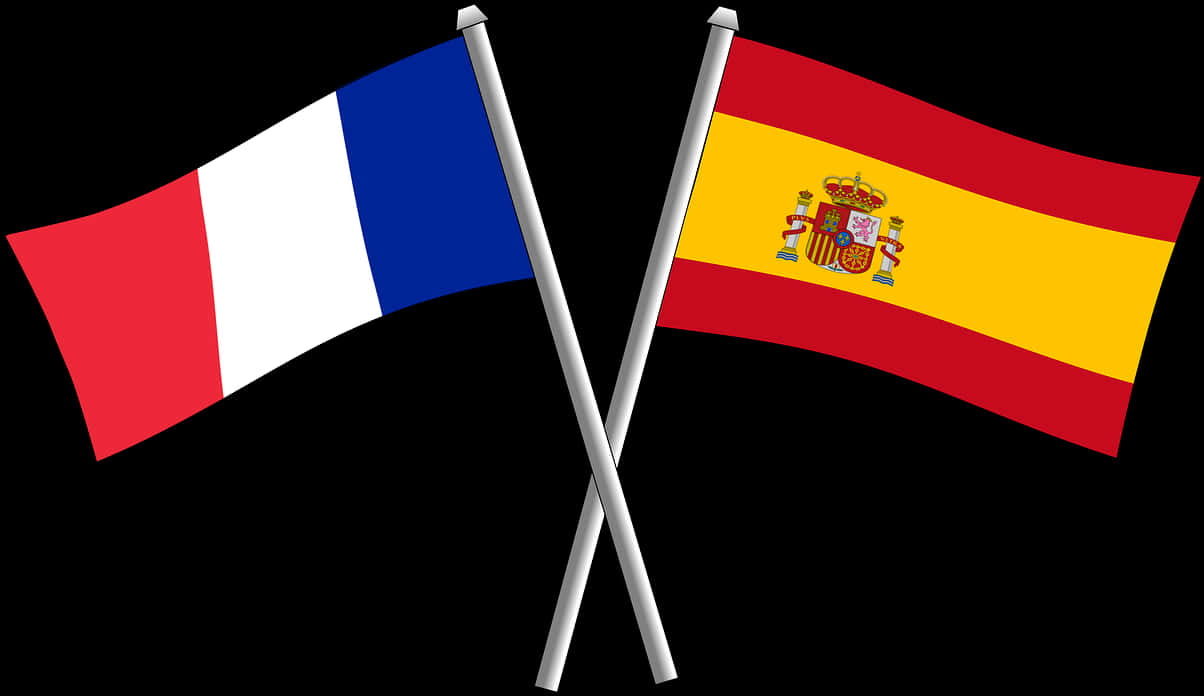 Crossed Flagsof Franceand Spain PNG