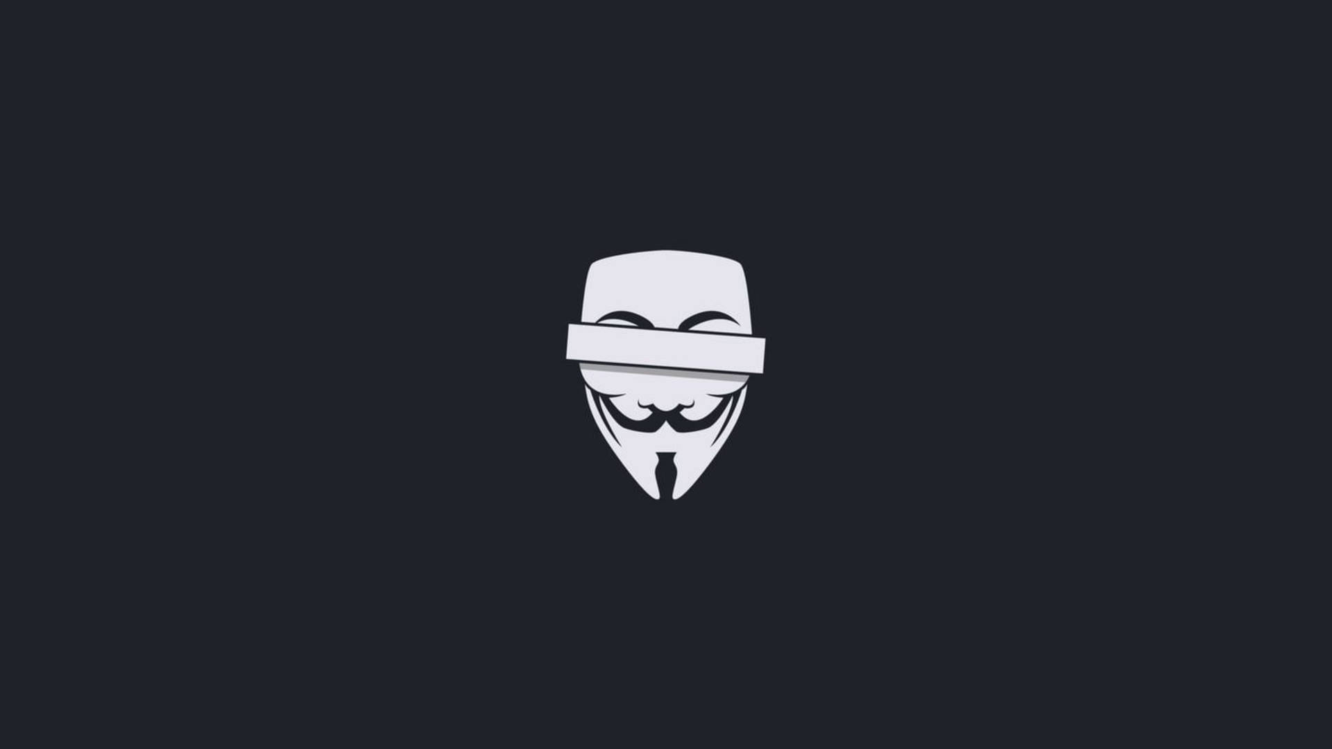 Logodell'hacker Guy Fawkes Con Segno Di Spunta Attraversato Sfondo