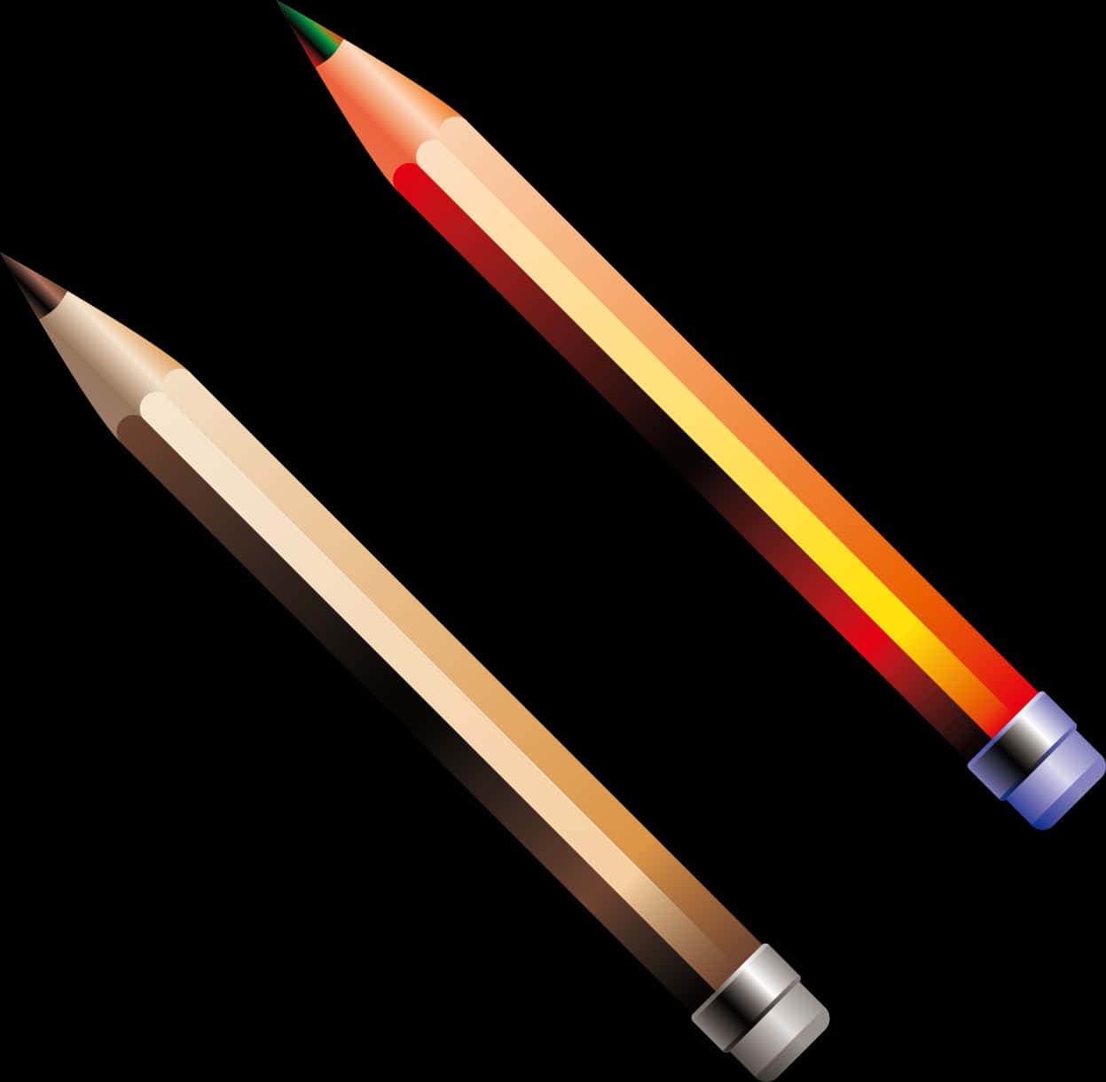 Crossed Pencils Black Background PNG