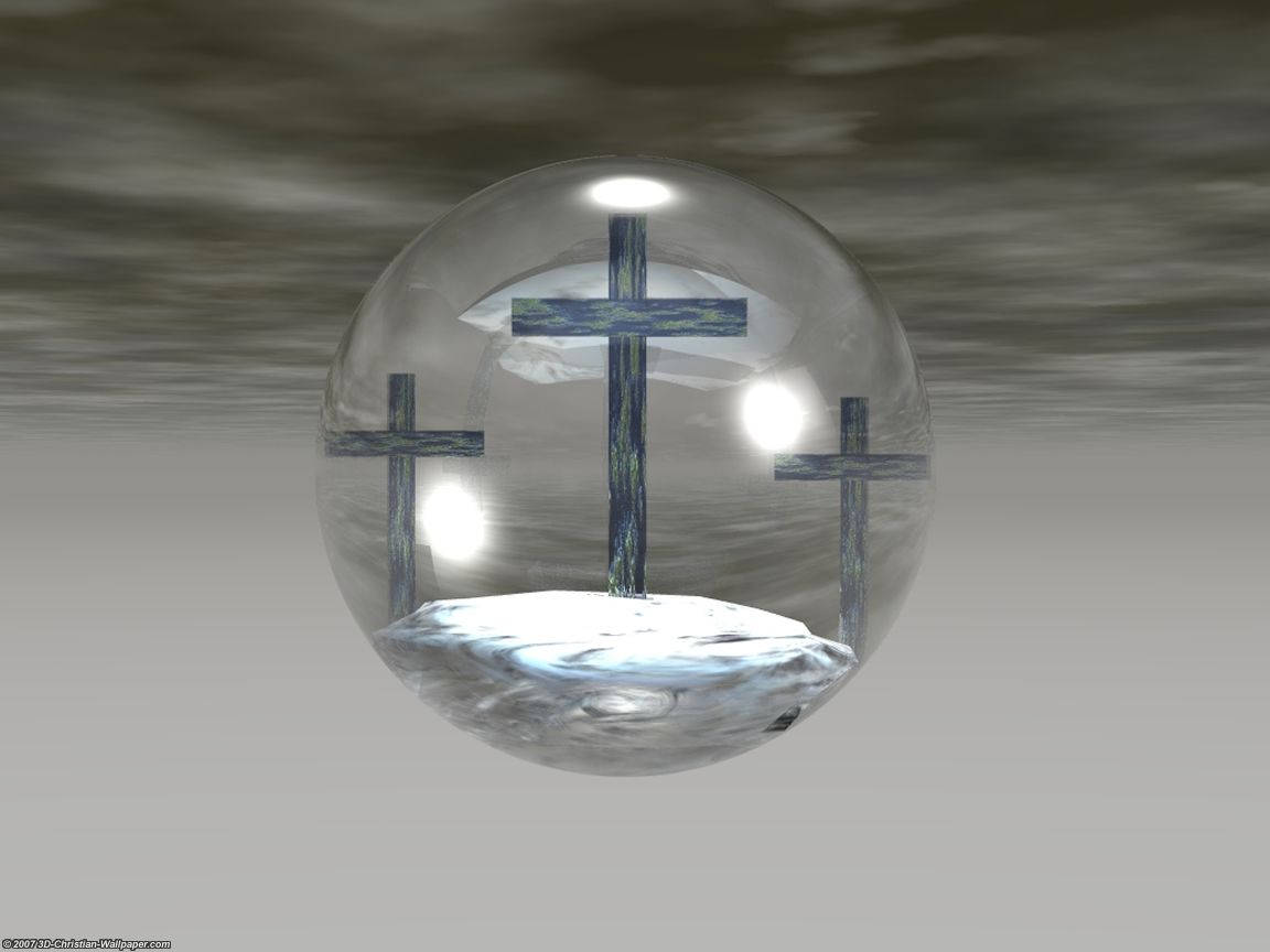 Crosses Of Christian God In A Glass Sphere Background
