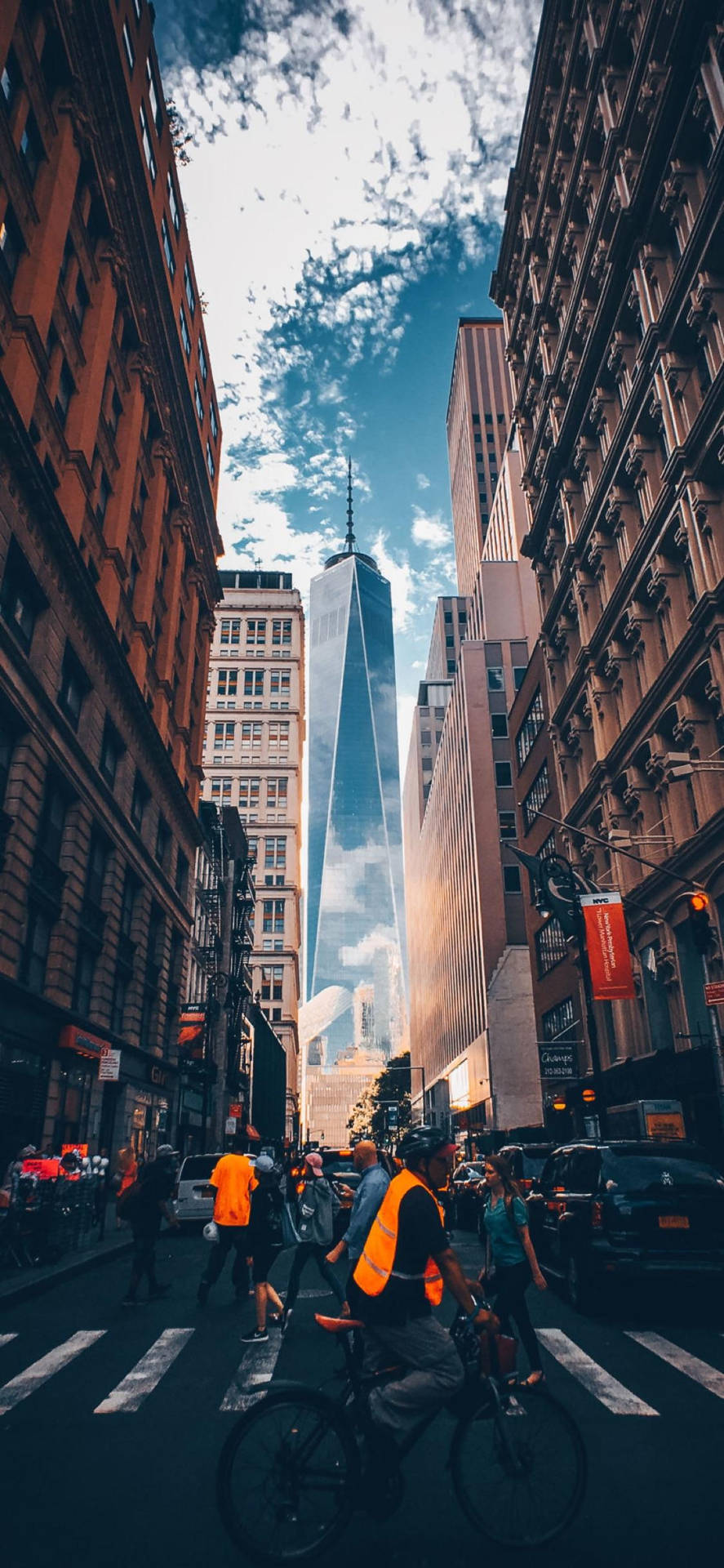 Überquerender Belebten Straßen Von New York Auf Dem Iphone Wallpaper