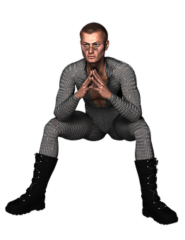 Crouching Manin Motion Capture Suit PNG