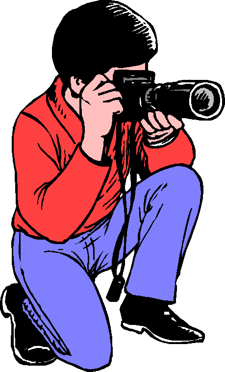 Crouching Photographer Clipart PNG