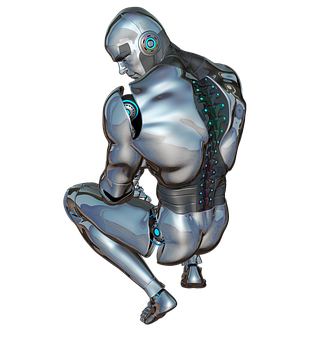 Crouching Robot Illustration PNG