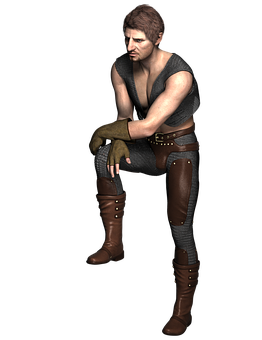 Crouching Video Game Character PNG