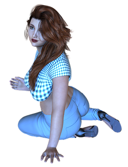 Crouching Woman3 D Render PNG