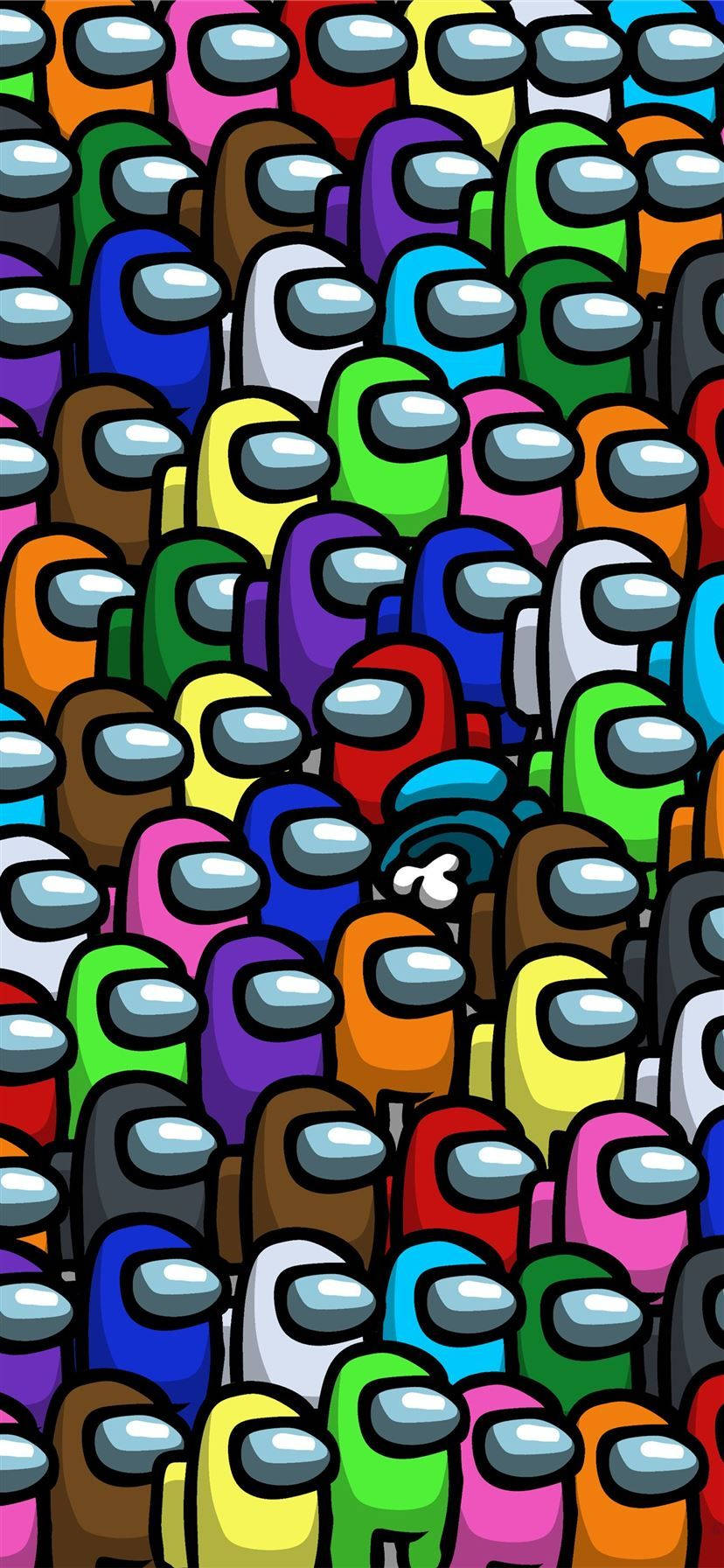 Crowd Of Crewmates Among Us Iphone Wallpaper