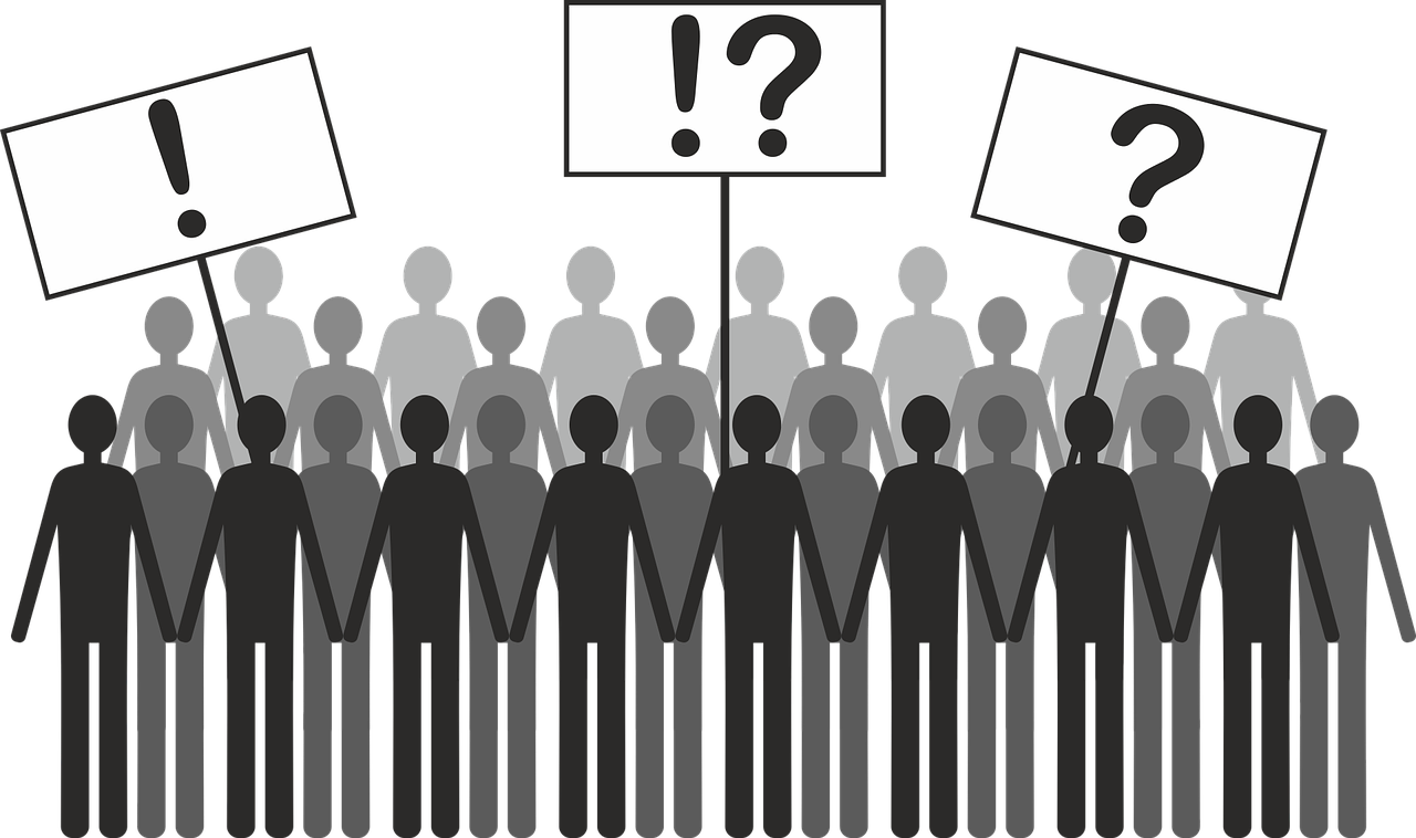 Crowd Protest Silhouette Question Exclamation PNG