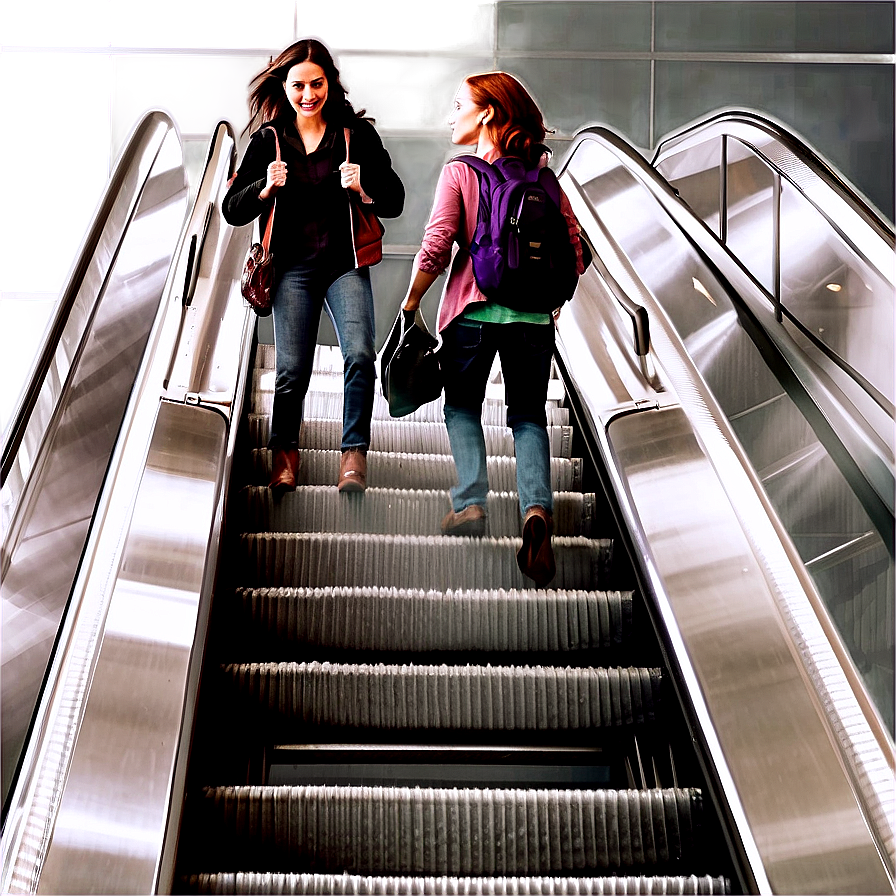 Crowded Escalator Scene Png 06242024 PNG