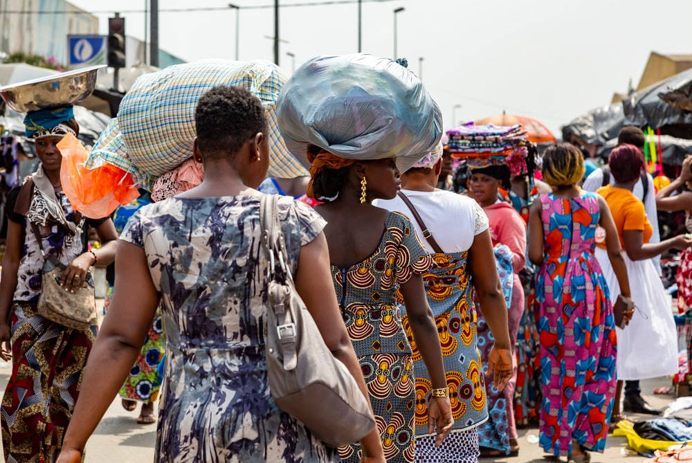 Crowded Market In Ivory Coast Background