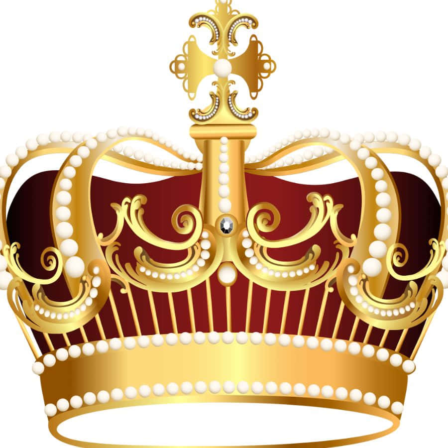 A Crown With Pearls And Gold On A White Background