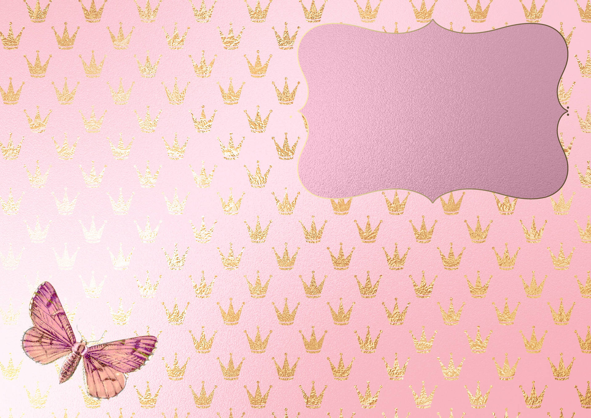 Crown Background Design With Butterfly Picture