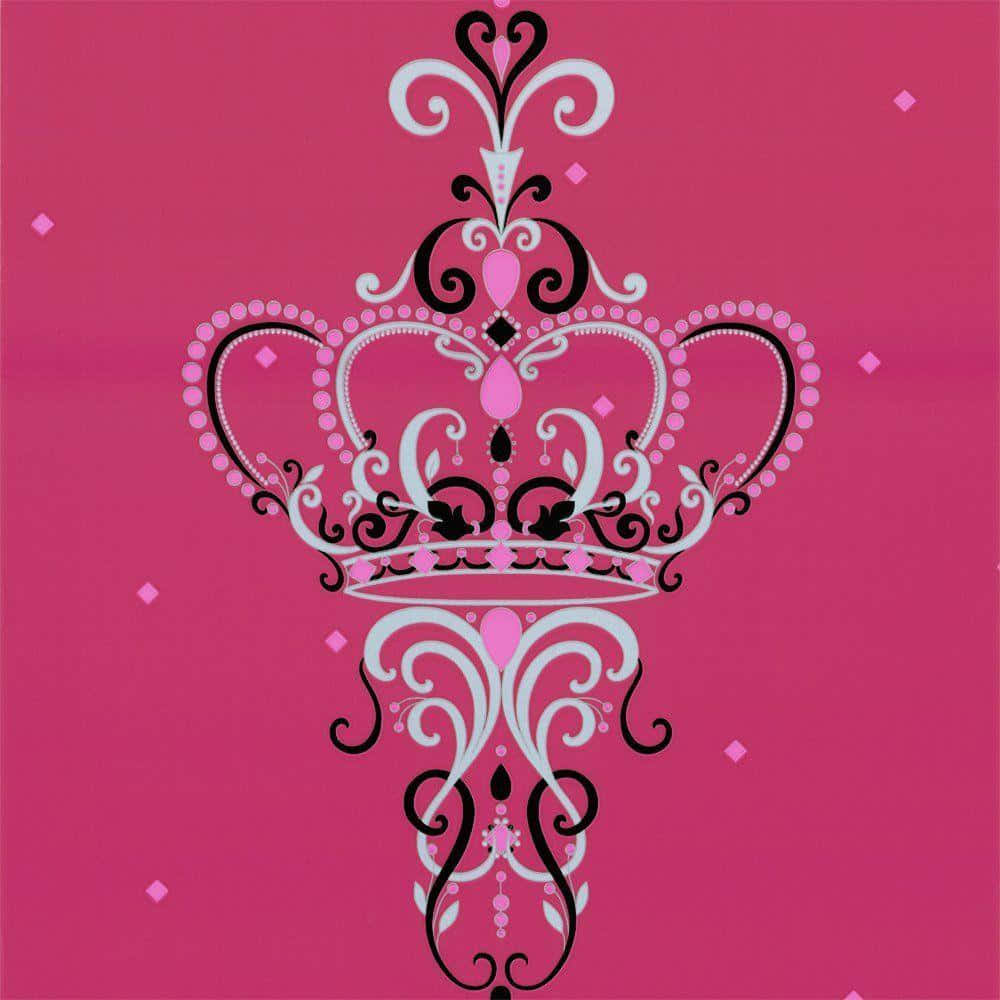A Pink And Black Crown On A Pink Background