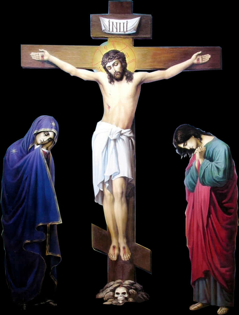 Crucifixionof Jesuswith Maryand John PNG