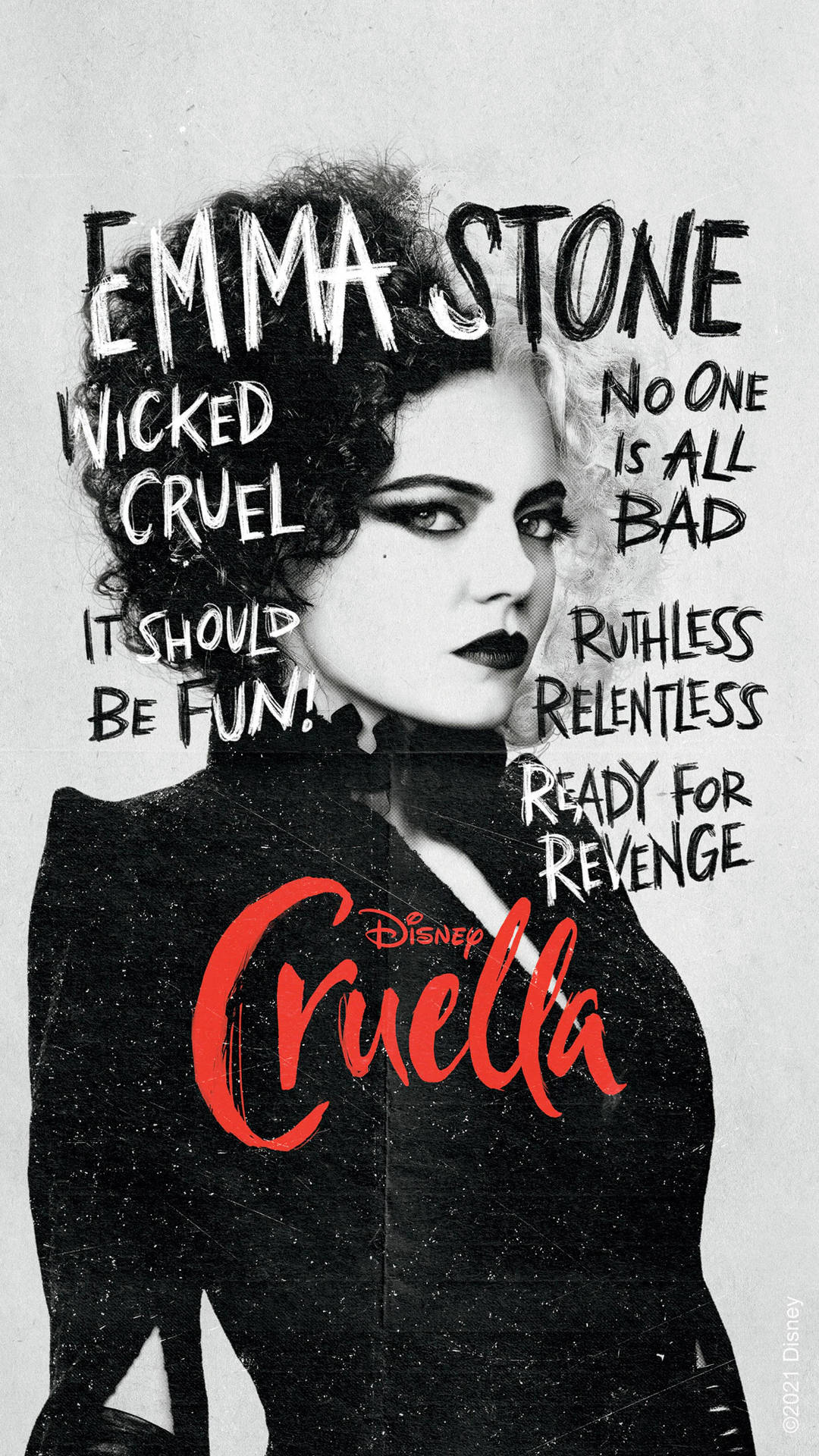 Cruella 2021 Wicked Cruel Poster Background