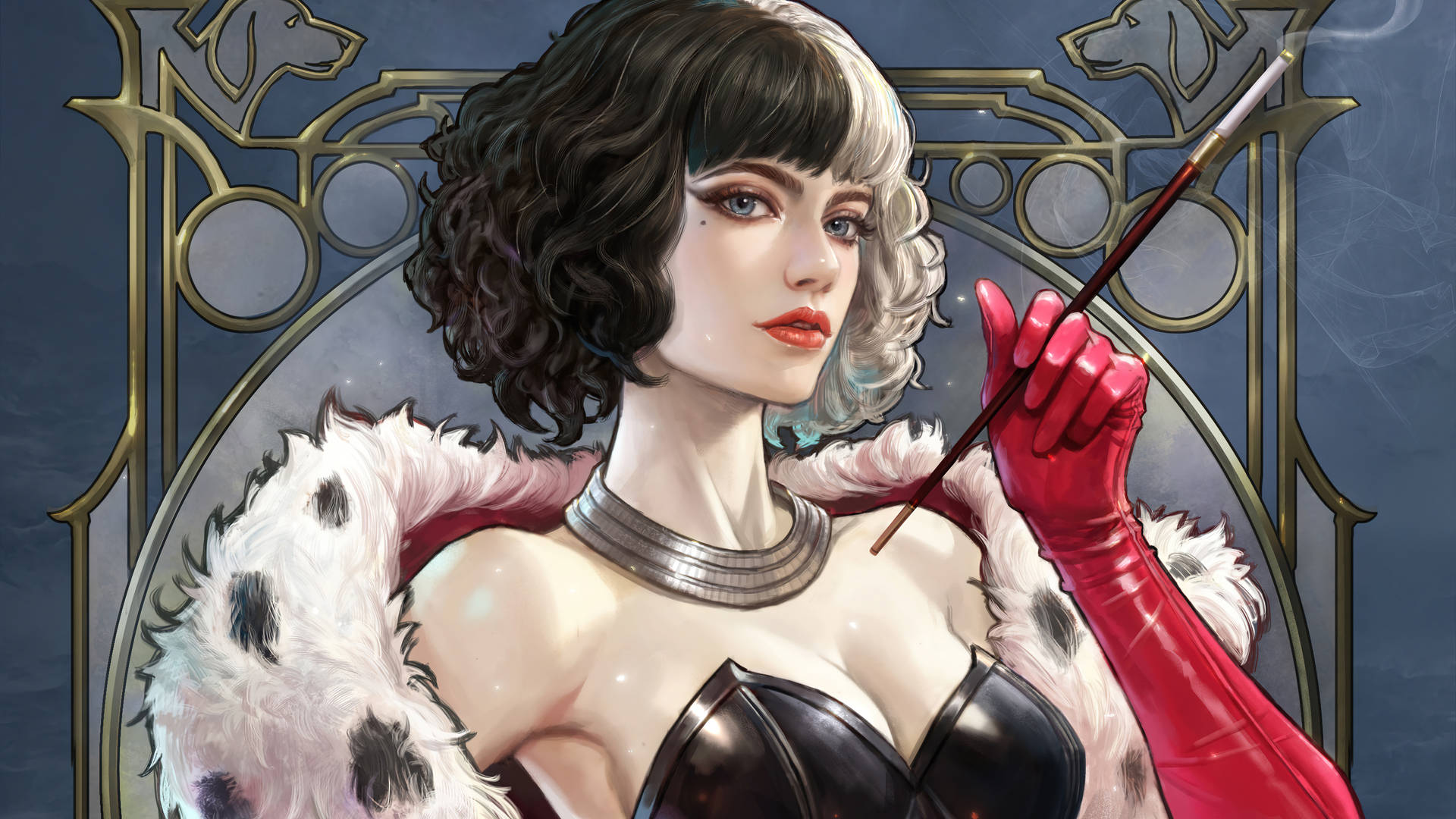 Cruella Digital Art Portrait Background