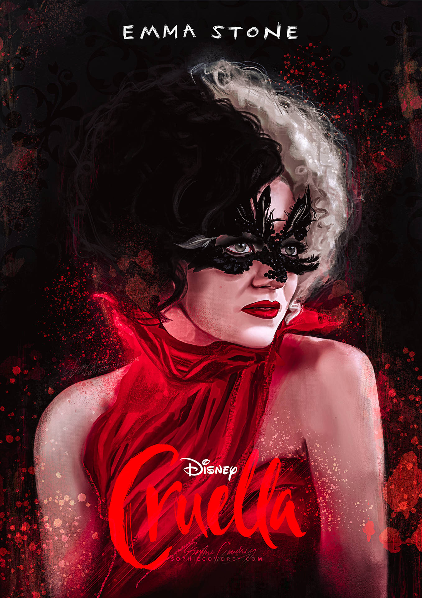 Cruella Emma Stone Graphic Art Background