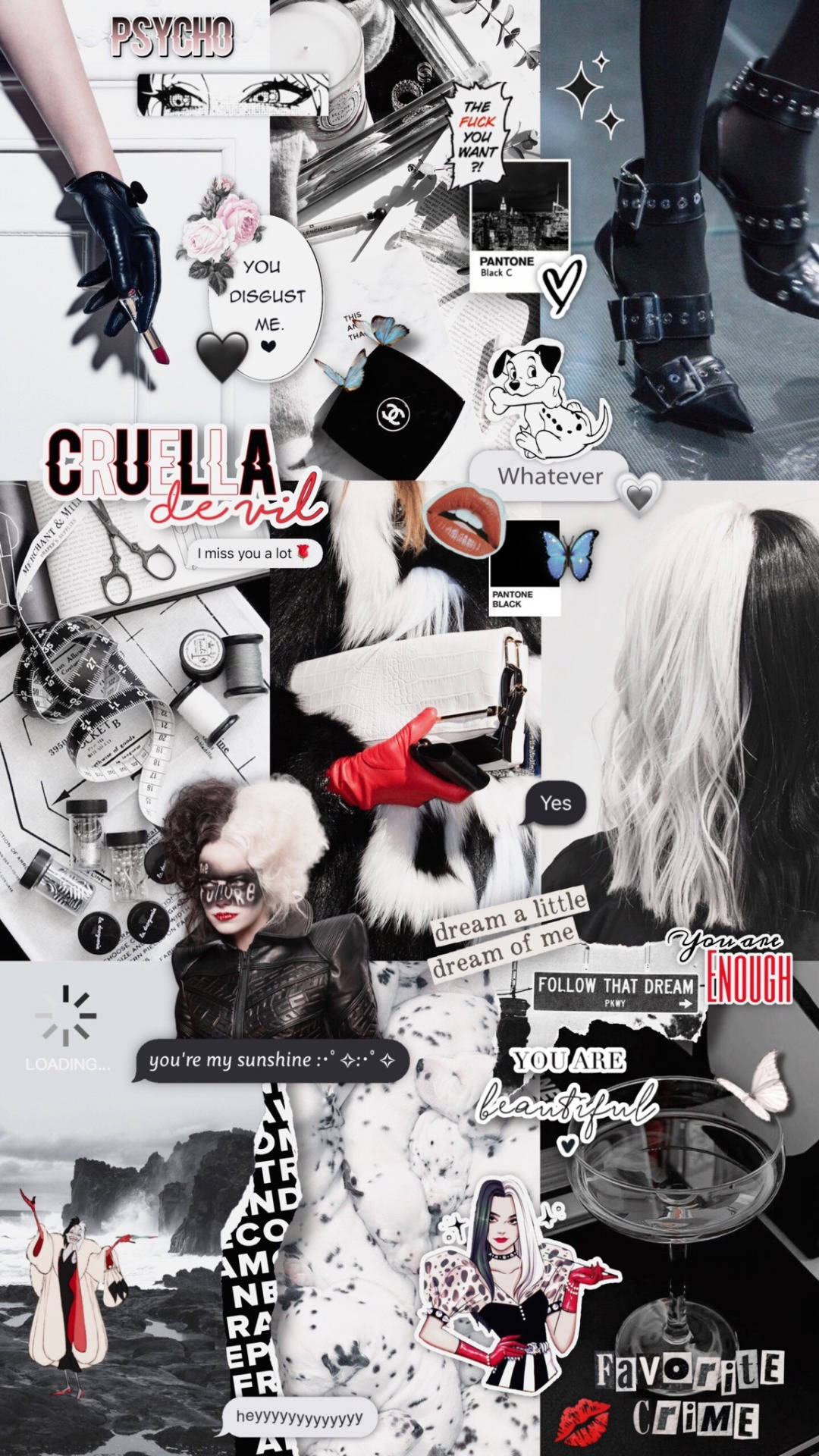 Cruella Fan Collage Background