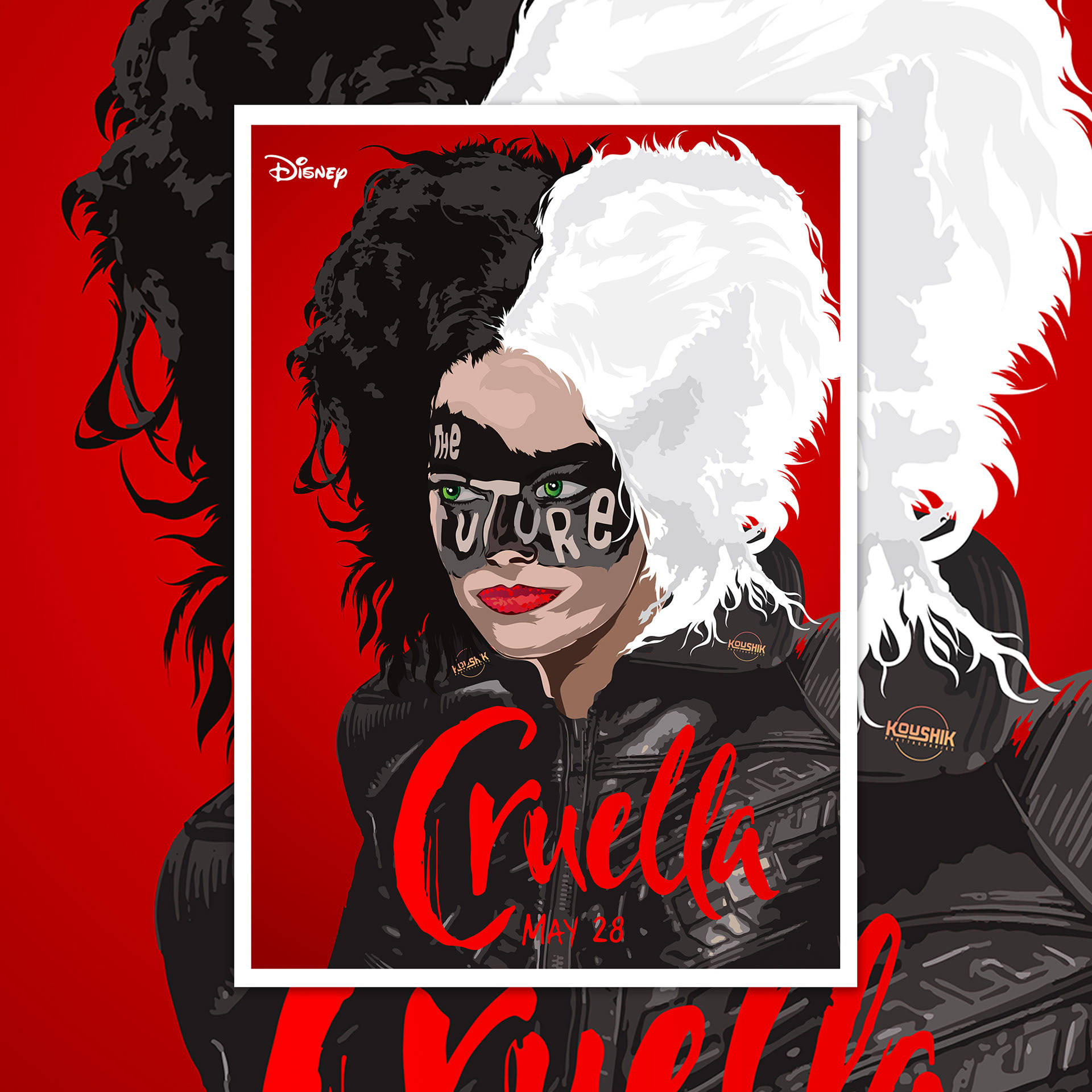 Cruella Vector Portræt Wallpaper