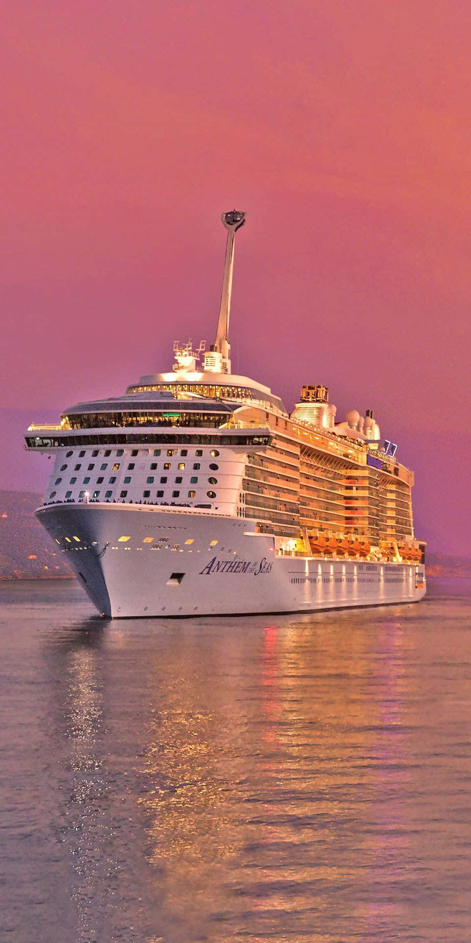 Cruise Ship Against Pink Sky Picture