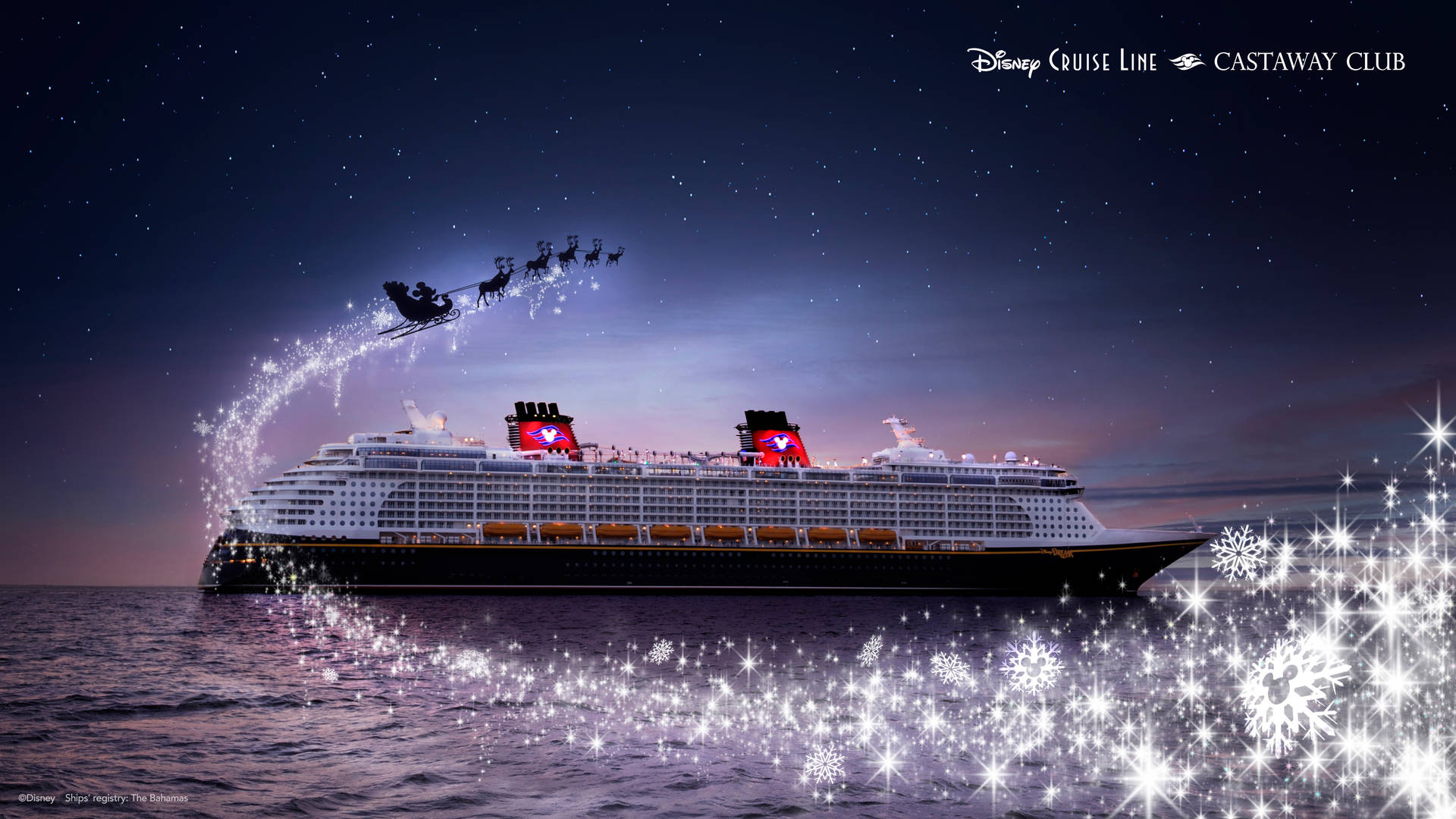 Cruise Ship Disney Magic på det blå hav Wallpaper